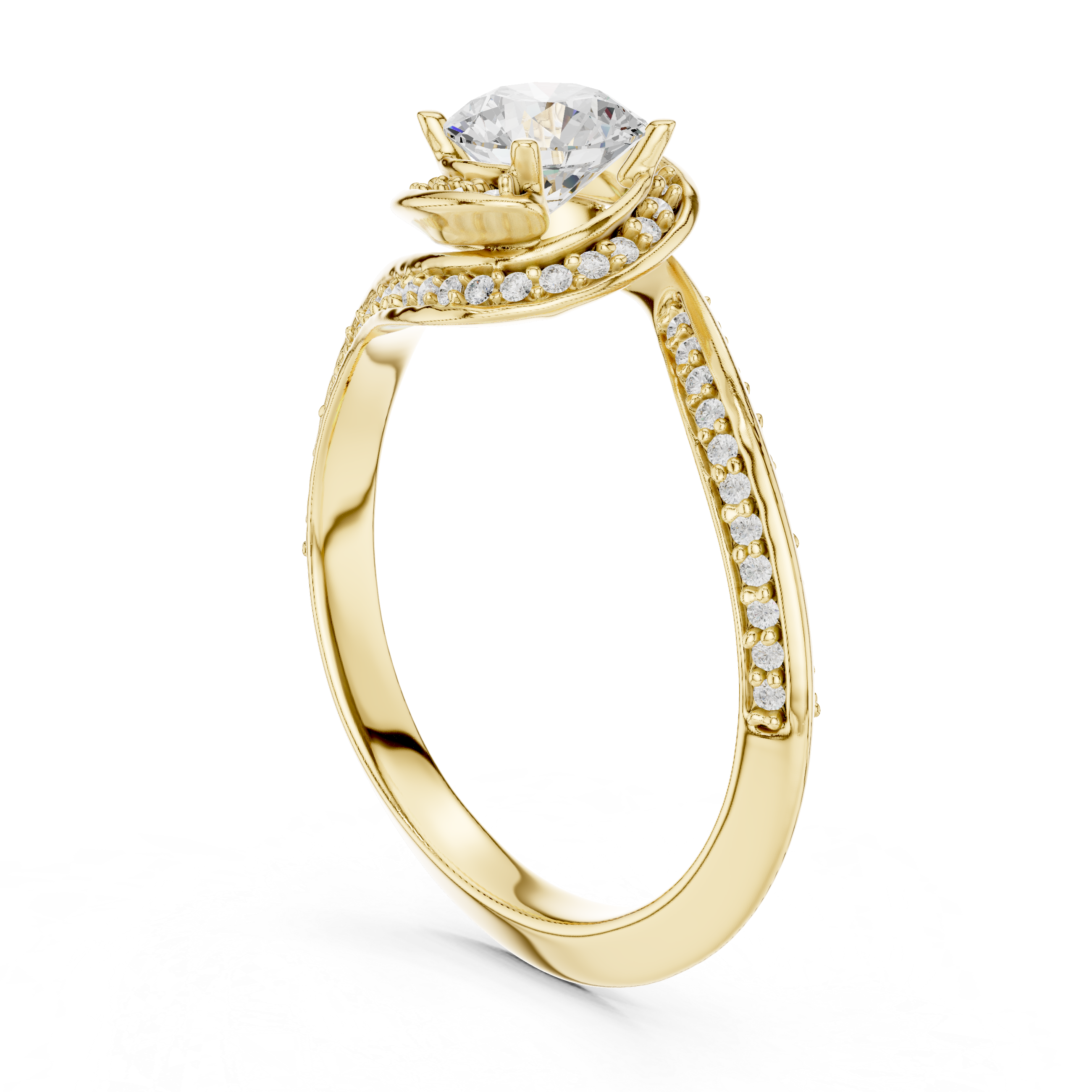 Muur Atelier Solid Gold Asymmetrical Bypass Pavé Diamond Engagement Ring