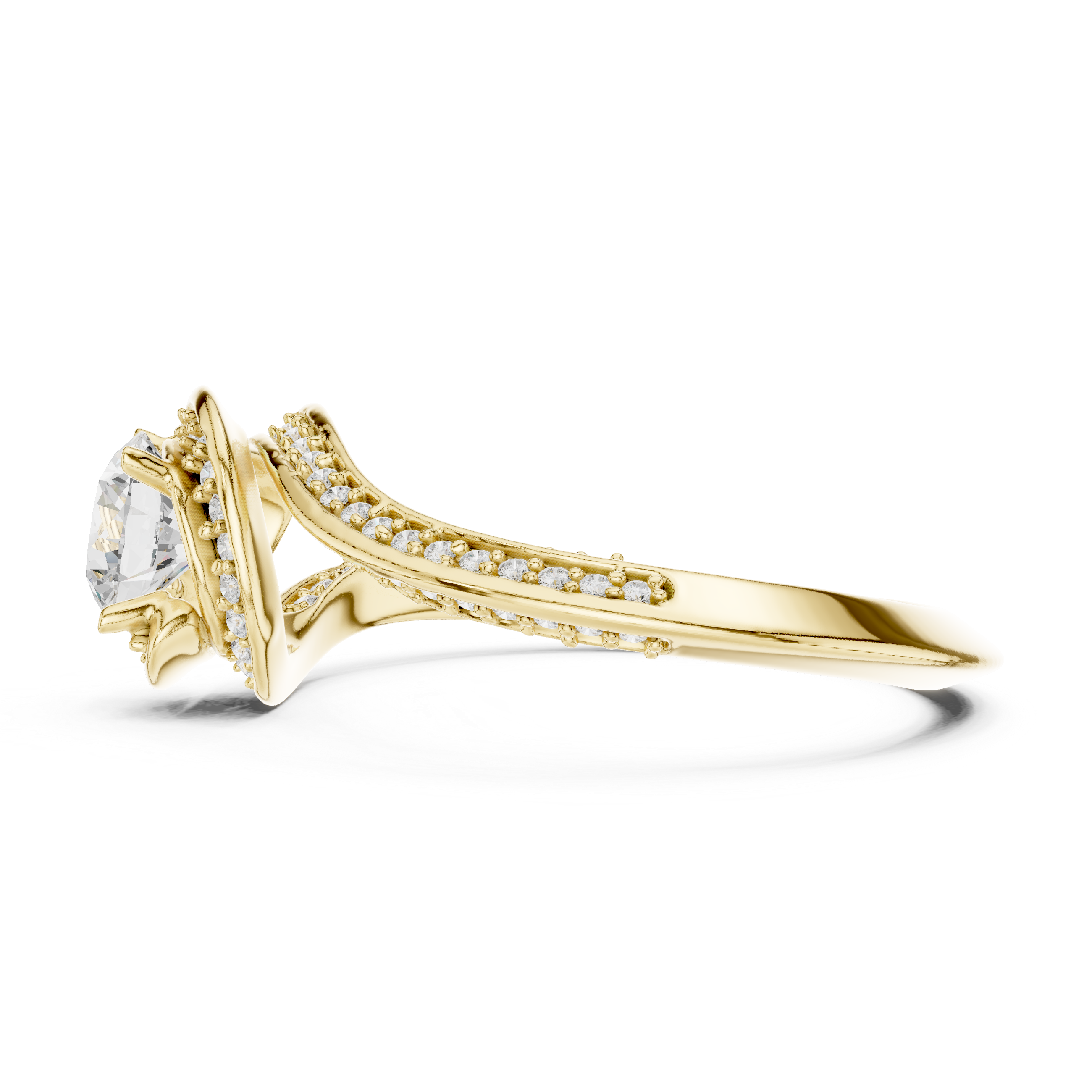 Muur Atelier Solid Gold Asymmetrical Bypass Pavé Diamond Engagement Ring