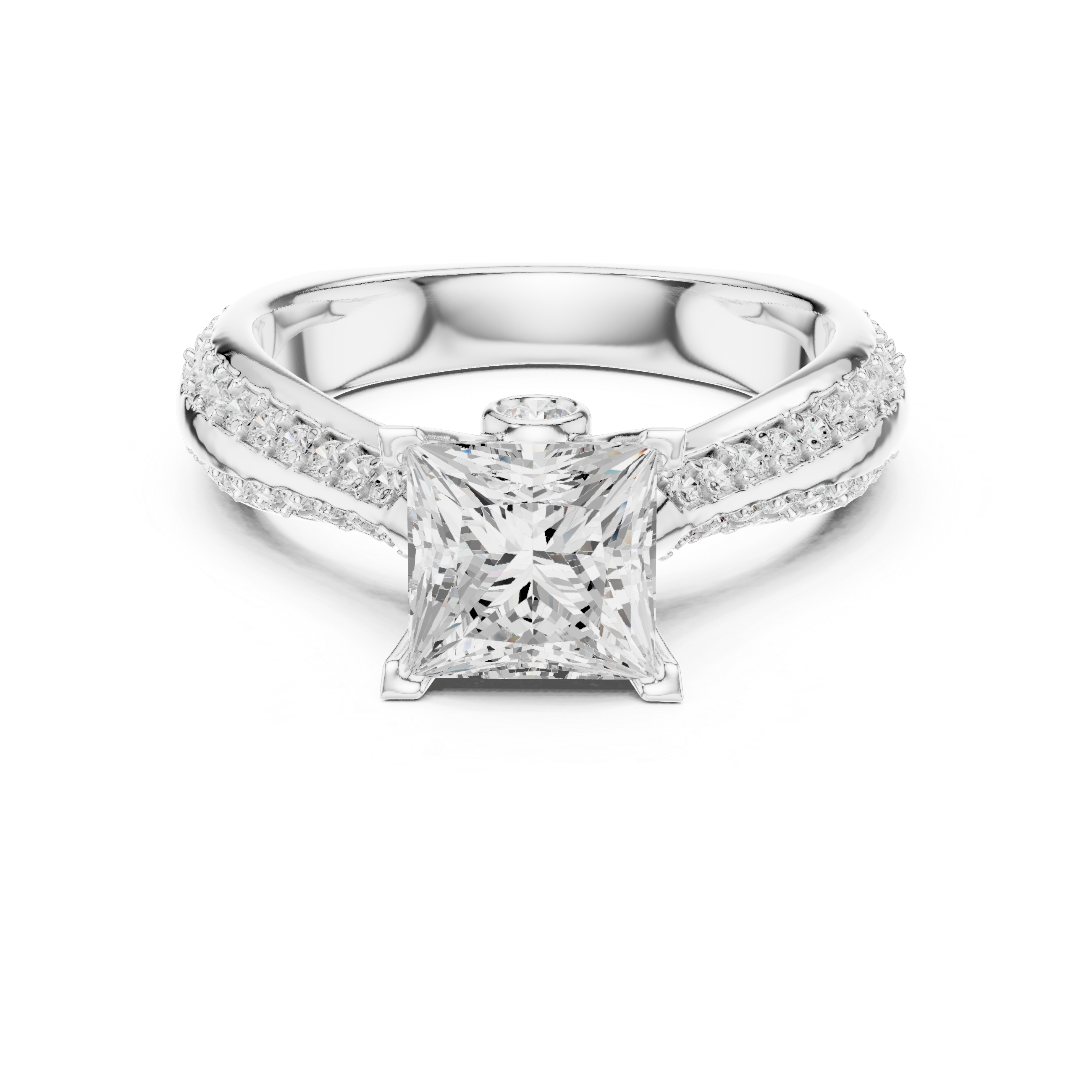 Muur Atelier Solid Gold Princess Cut Bezel-Set Pavé Diamond Engagement Ring