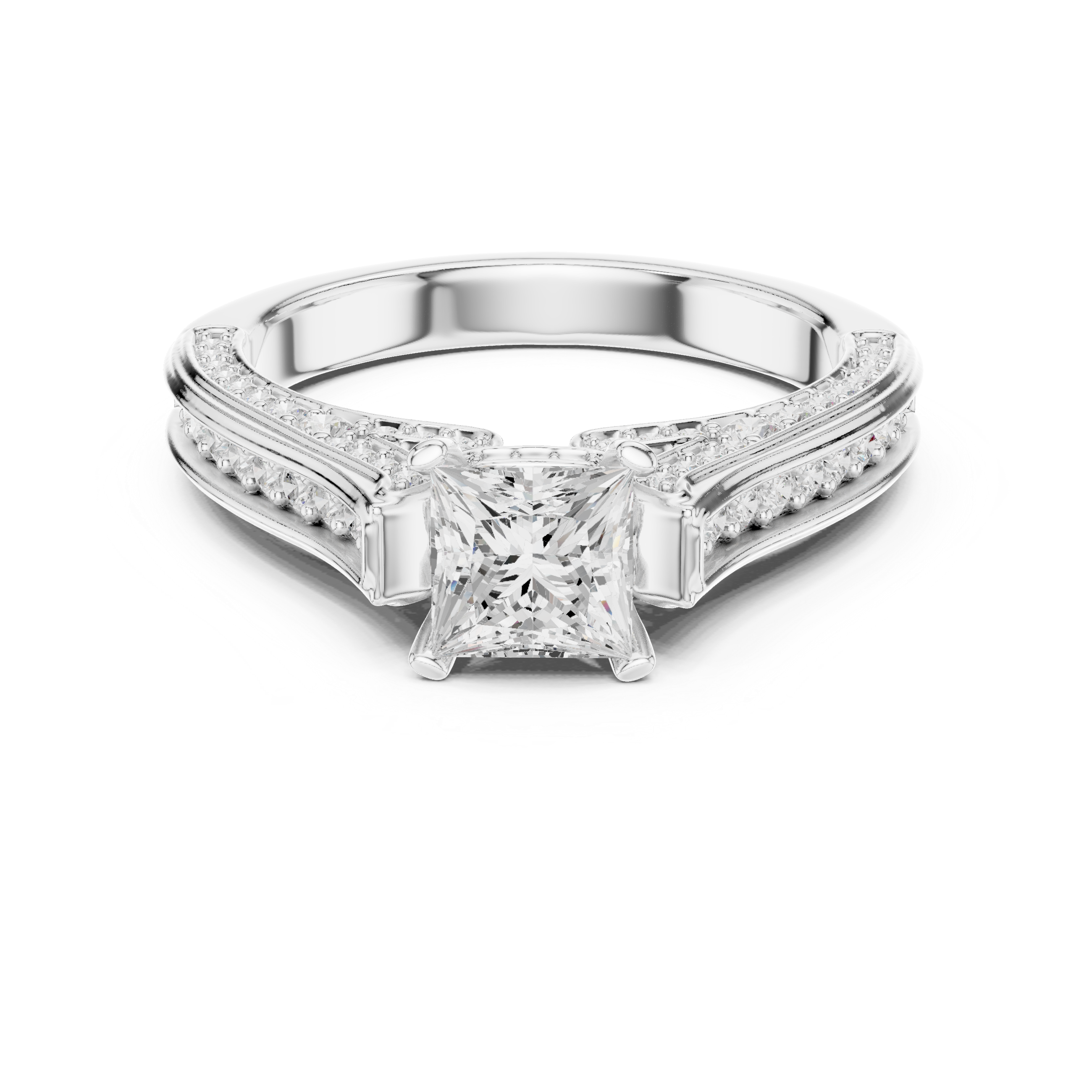 Muur Atelier Solid Gold Princess Cut Pavé Cathedral Diamond Engagement Ring
