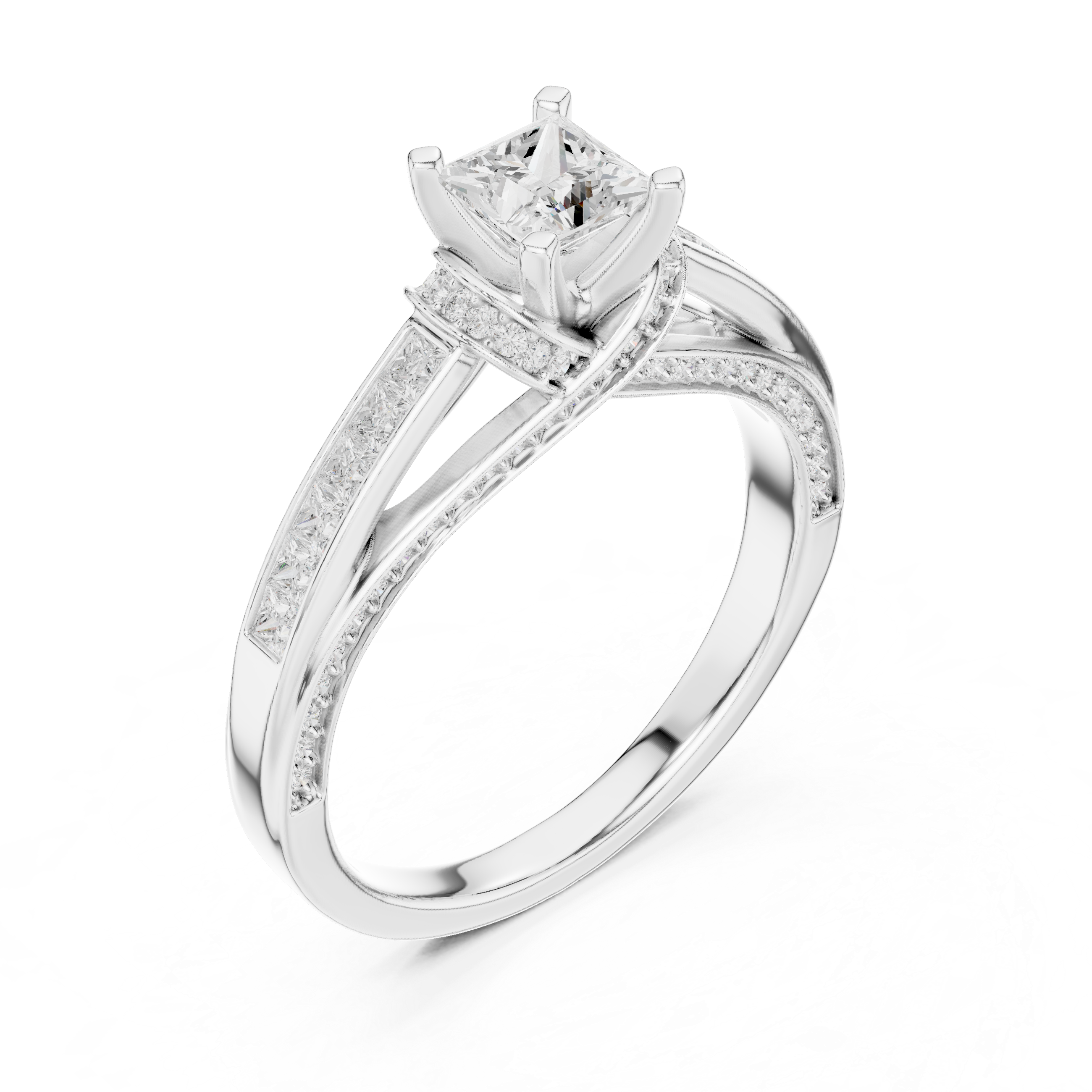 Muur Atelier Solid Gold Princess Cut Bypass Channel-Set Diamond Engagement Ring
