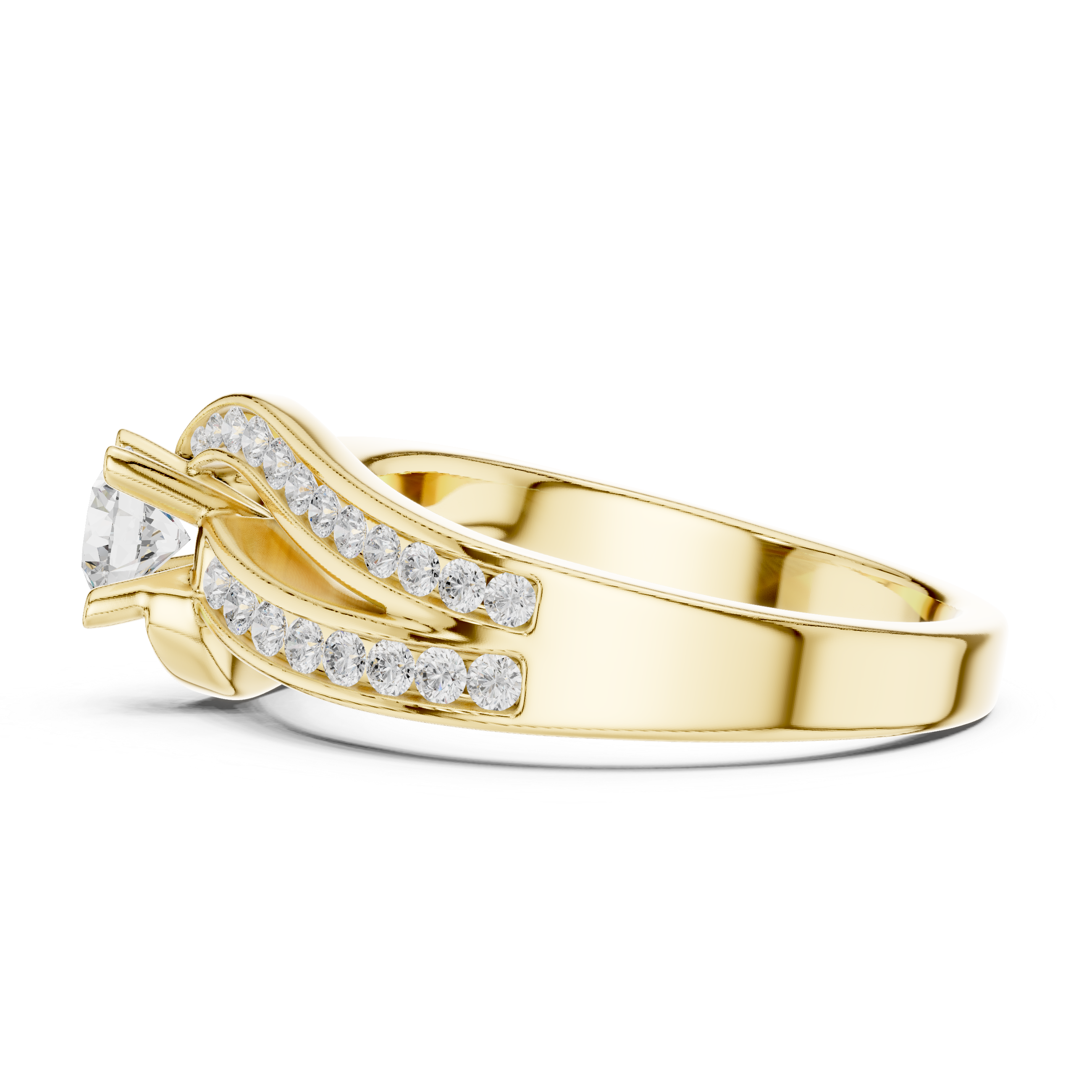 Muur Atelier Solid Gold Sculptural Bypass Channel-Set Diamond Engagement Ring