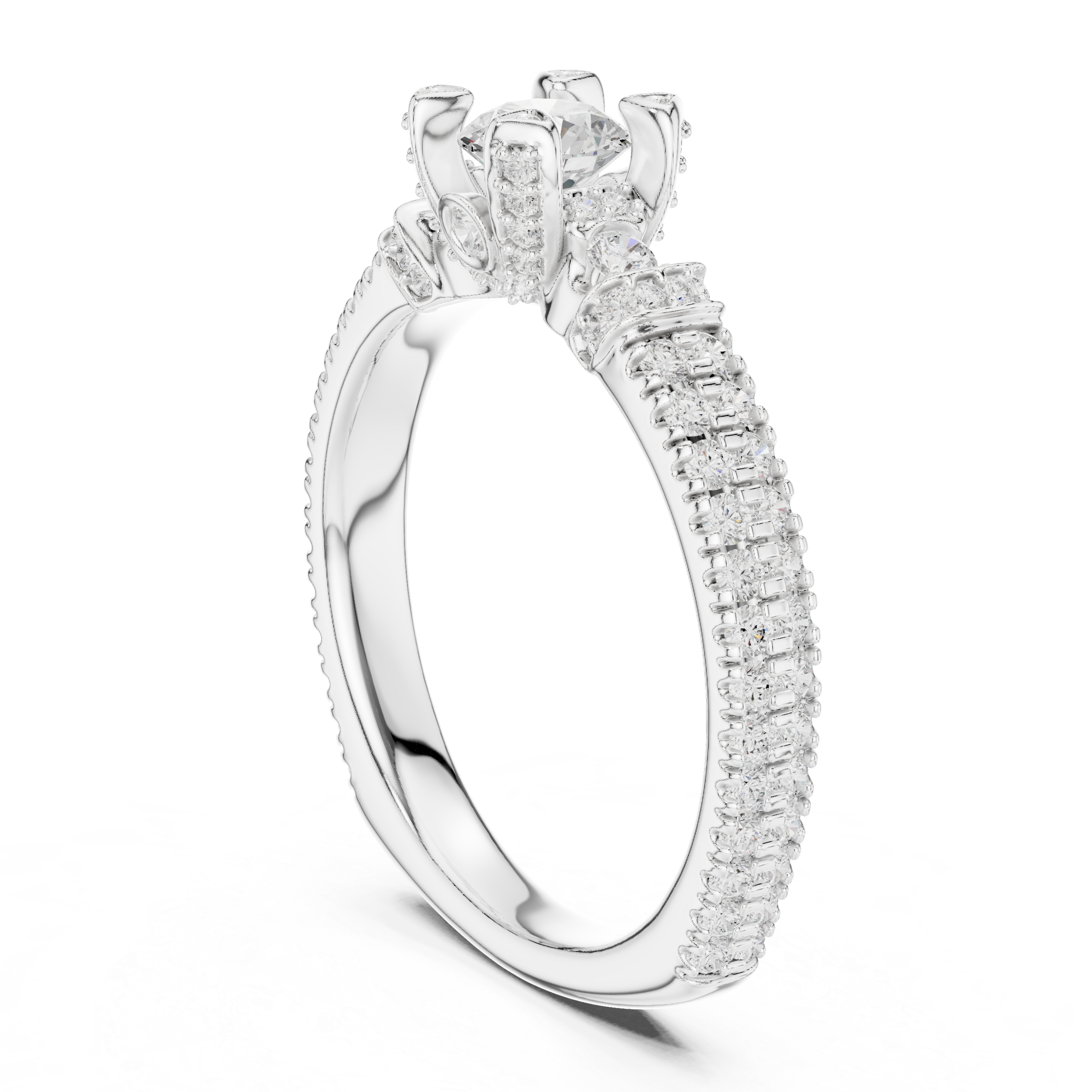 Muur Atelier Solid Gold Round Brilliant Split-Cathedral Diamond Engagement Ring