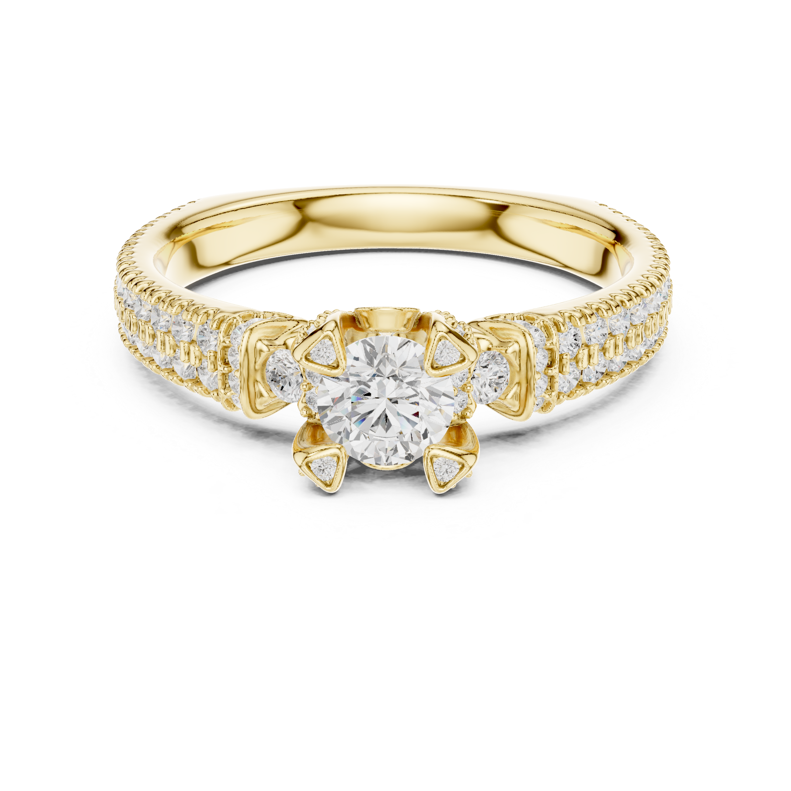 Muur Atelier Solid Gold Round Brilliant Split-Cathedral Diamond Engagement Ring