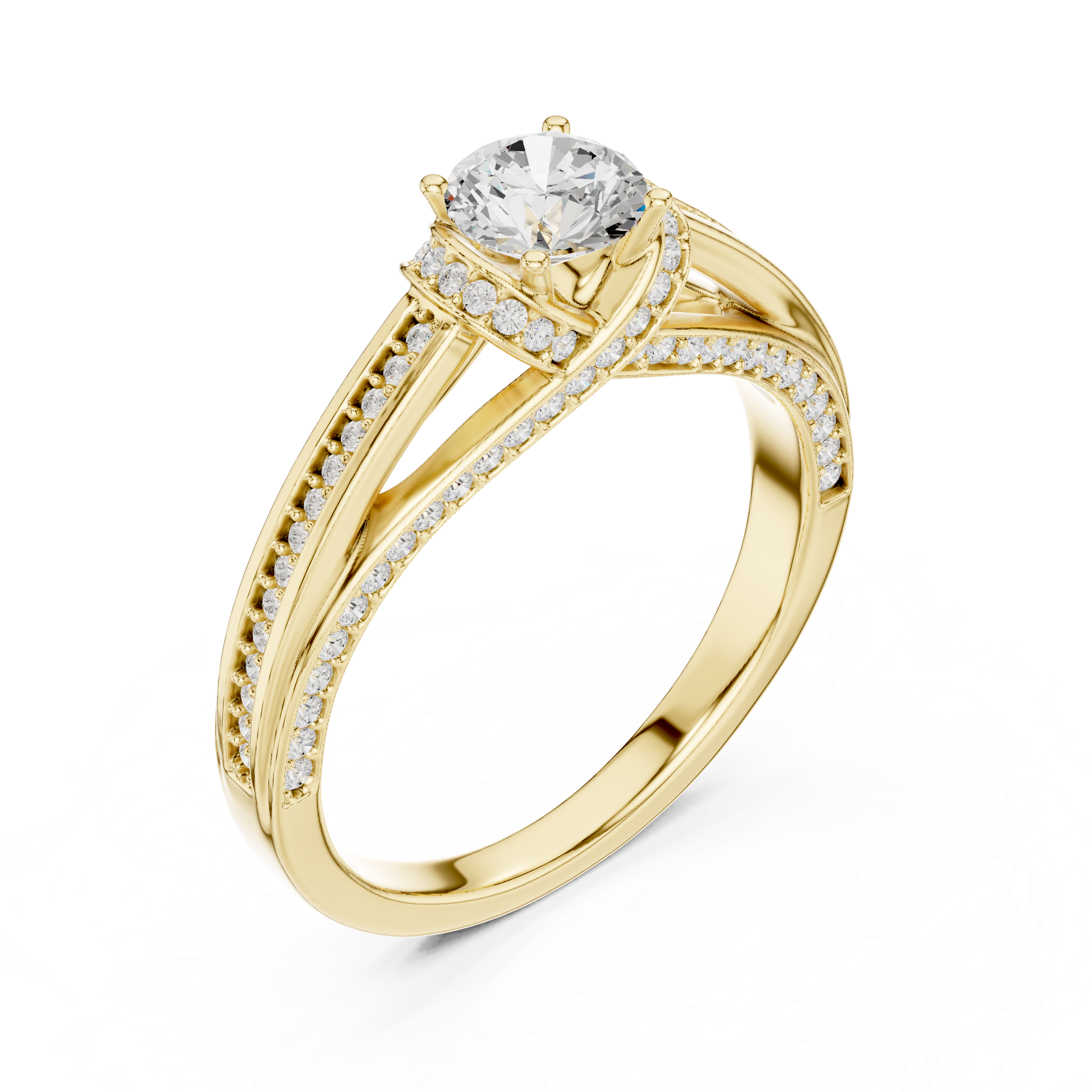 Muur Atelier Solid Gold Split-Cathedral Pavé Diamond Engagement Ring