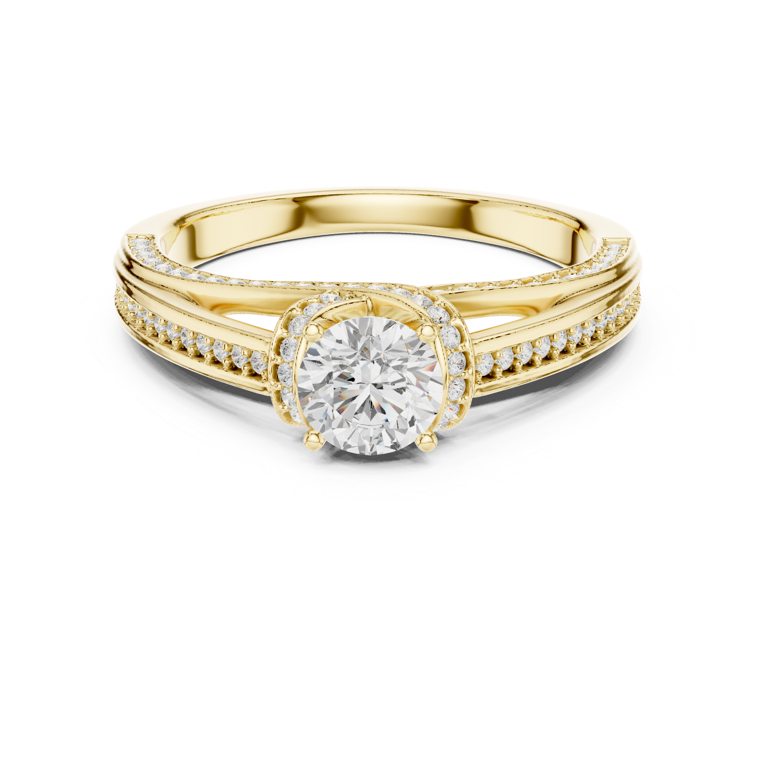 Muur Atelier Solid Gold Split-Cathedral Pavé Diamond Engagement Ring