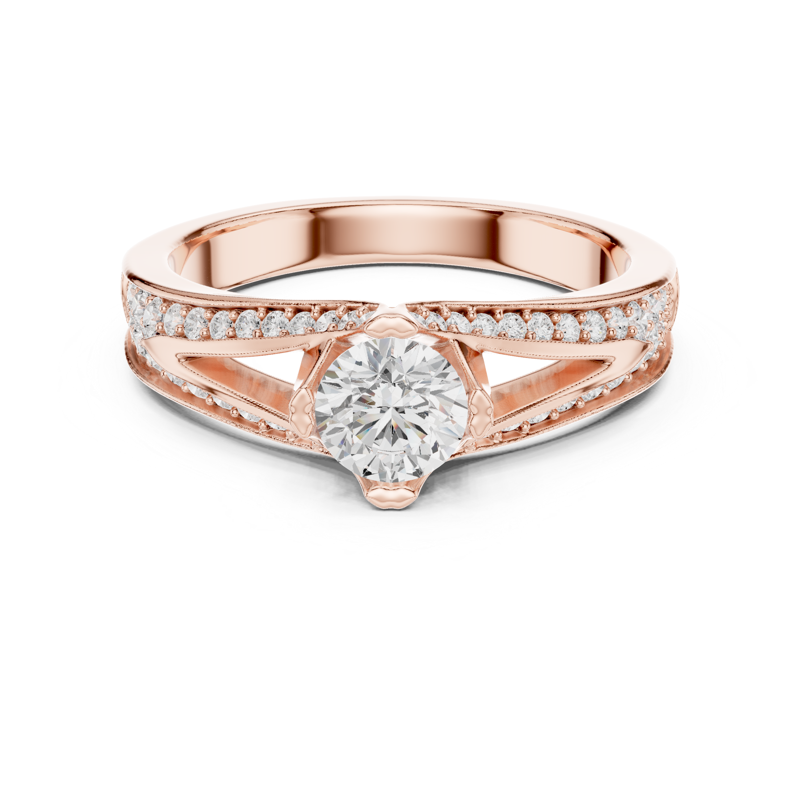 Muur Atelier Solid Gold Split-Cathedral Sunburst Diamond Engagement Ring