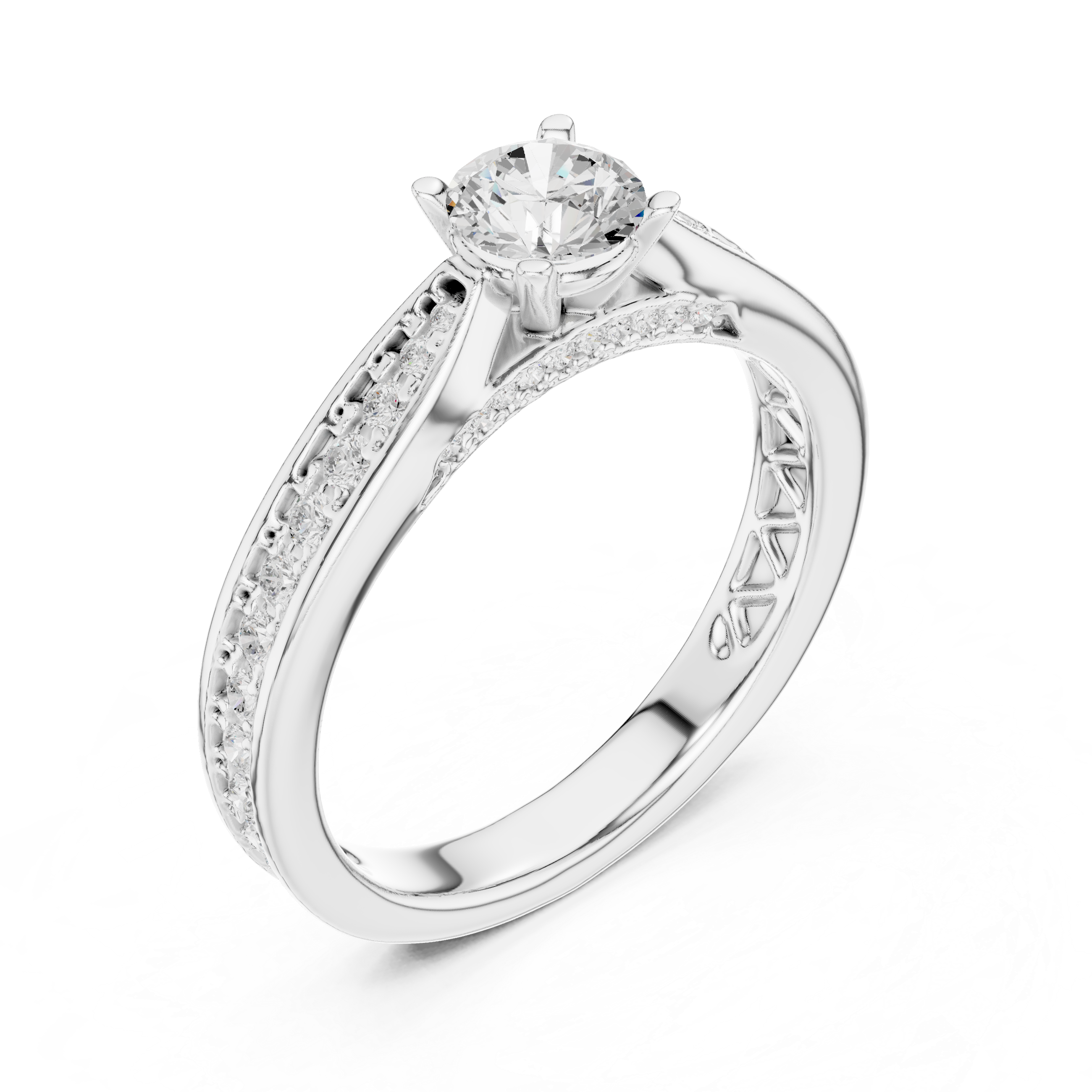 Muur Atelier Solid Gold Elevated Pavé Solitaire Engagement Ring