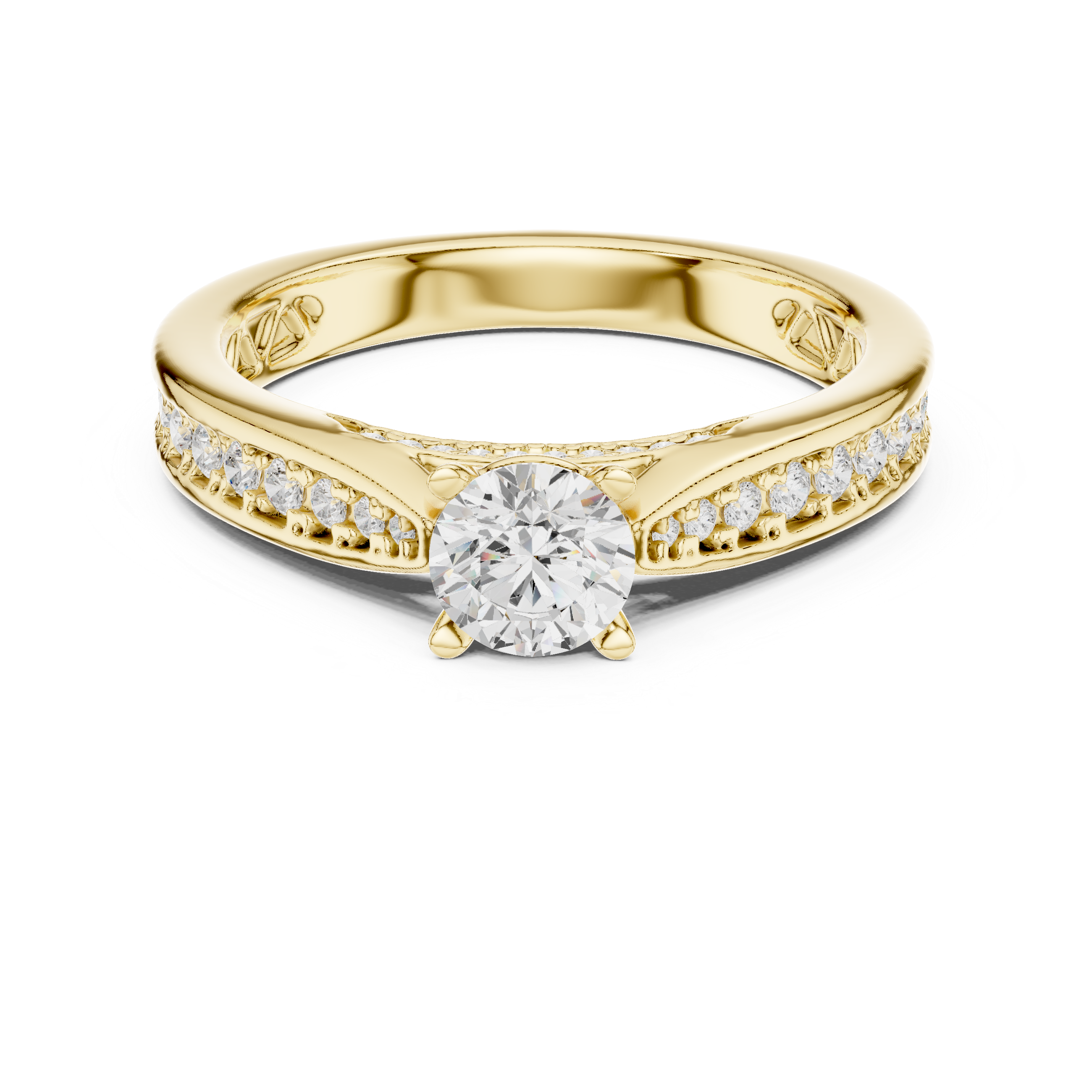 Muur Atelier Solid Gold Elevated Pavé Solitaire Engagement Ring