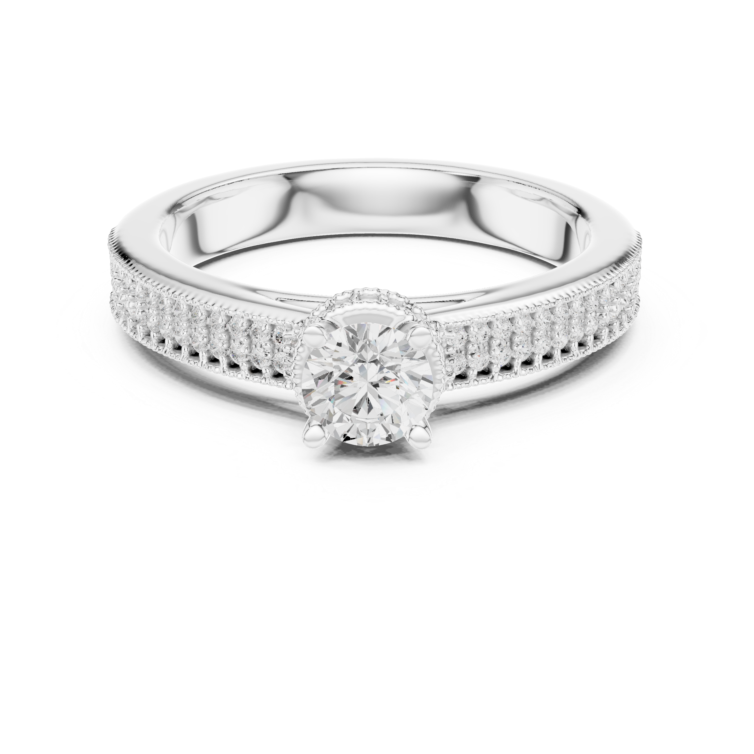 Muur Atelier Solid Gold Triple-Row Pavé Solitaire Diamond Engagement Ring