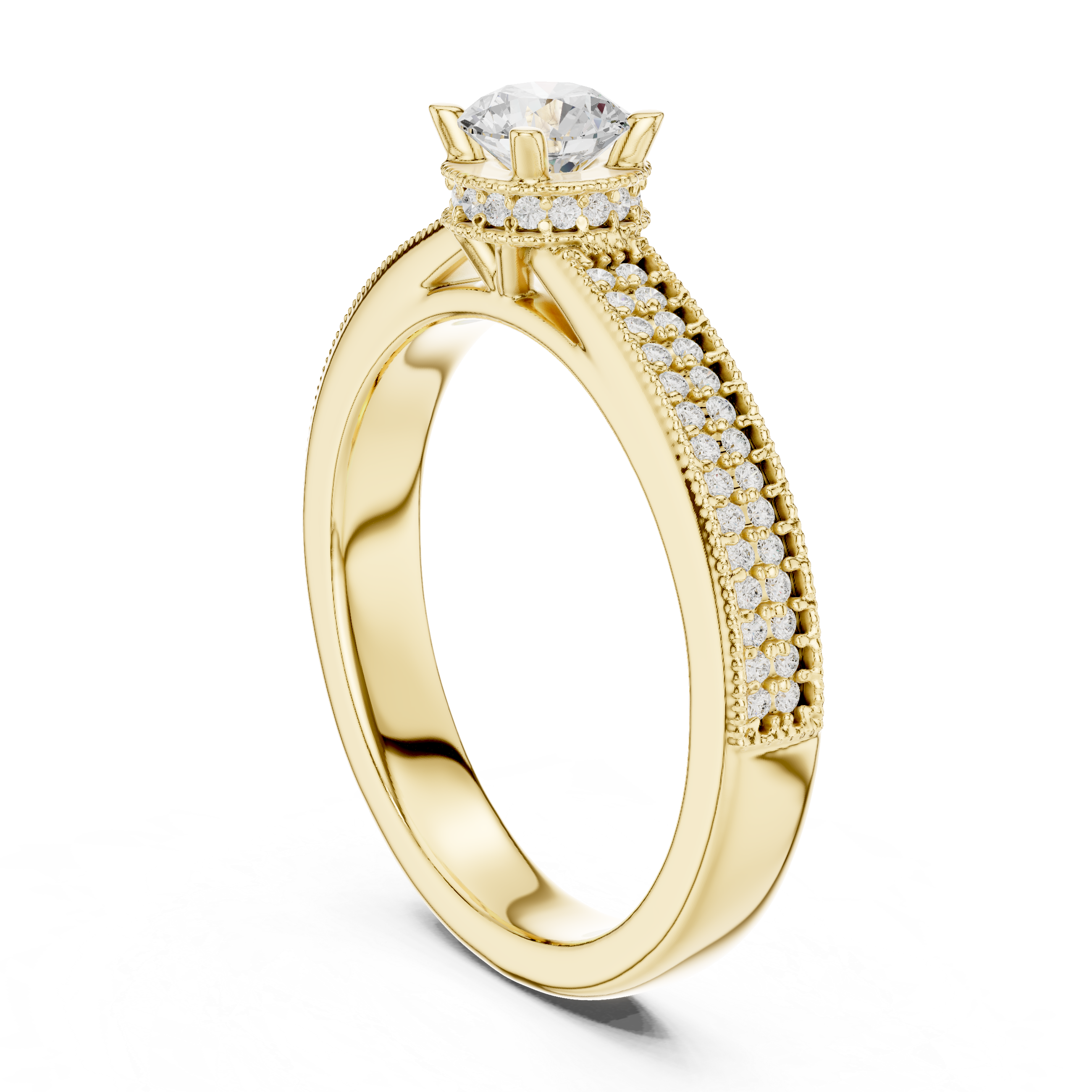Muur Atelier Solid Gold Triple-Row Pavé Solitaire Diamond Engagement Ring