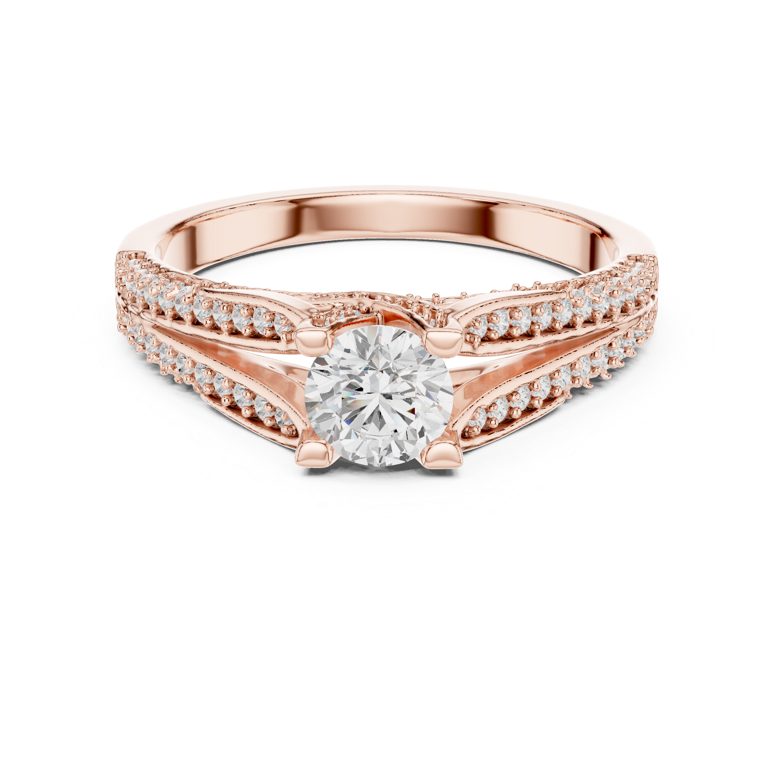 Muur Atelier Solid Gold Round Brilliant Split-Cathedral Diamond Engagement Ring