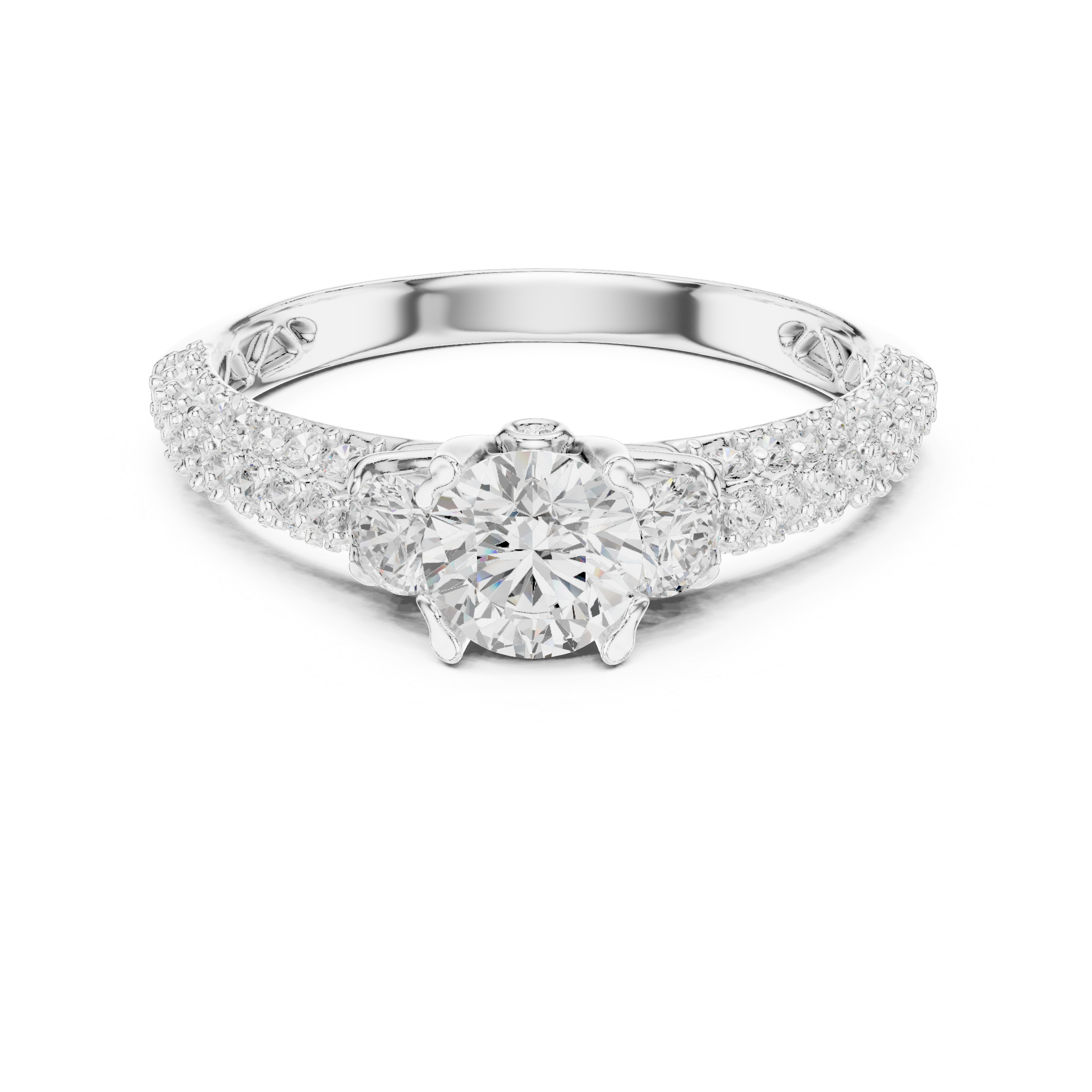 Muur Atelier Solid Gold Round Brilliant Split-Shank Cathedral Diamond Engagement Ring