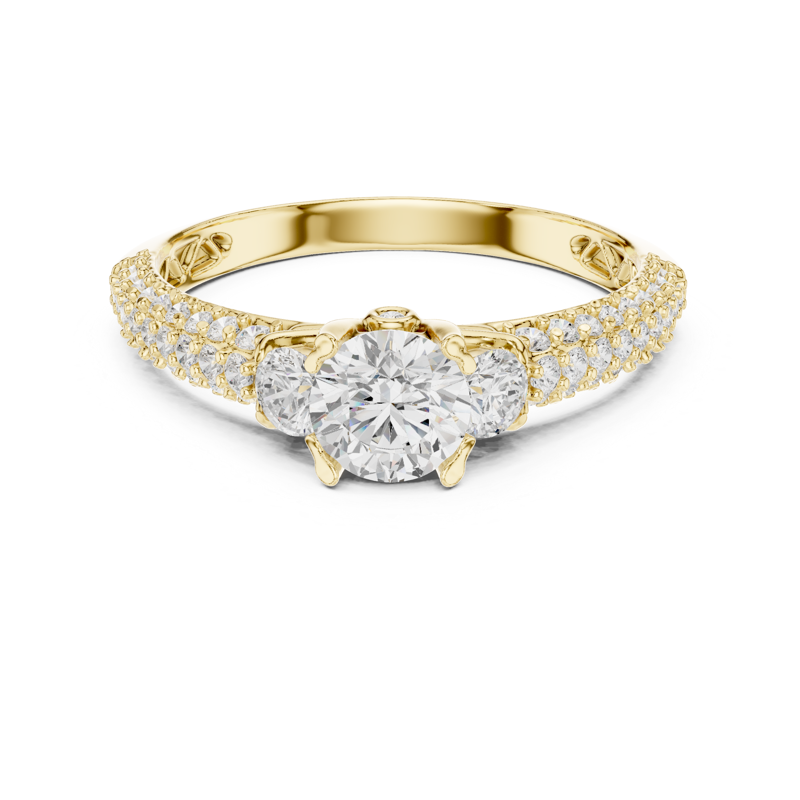 Muur Atelier Solid Gold Round Brilliant Split-Shank Cathedral Diamond Engagement Ring