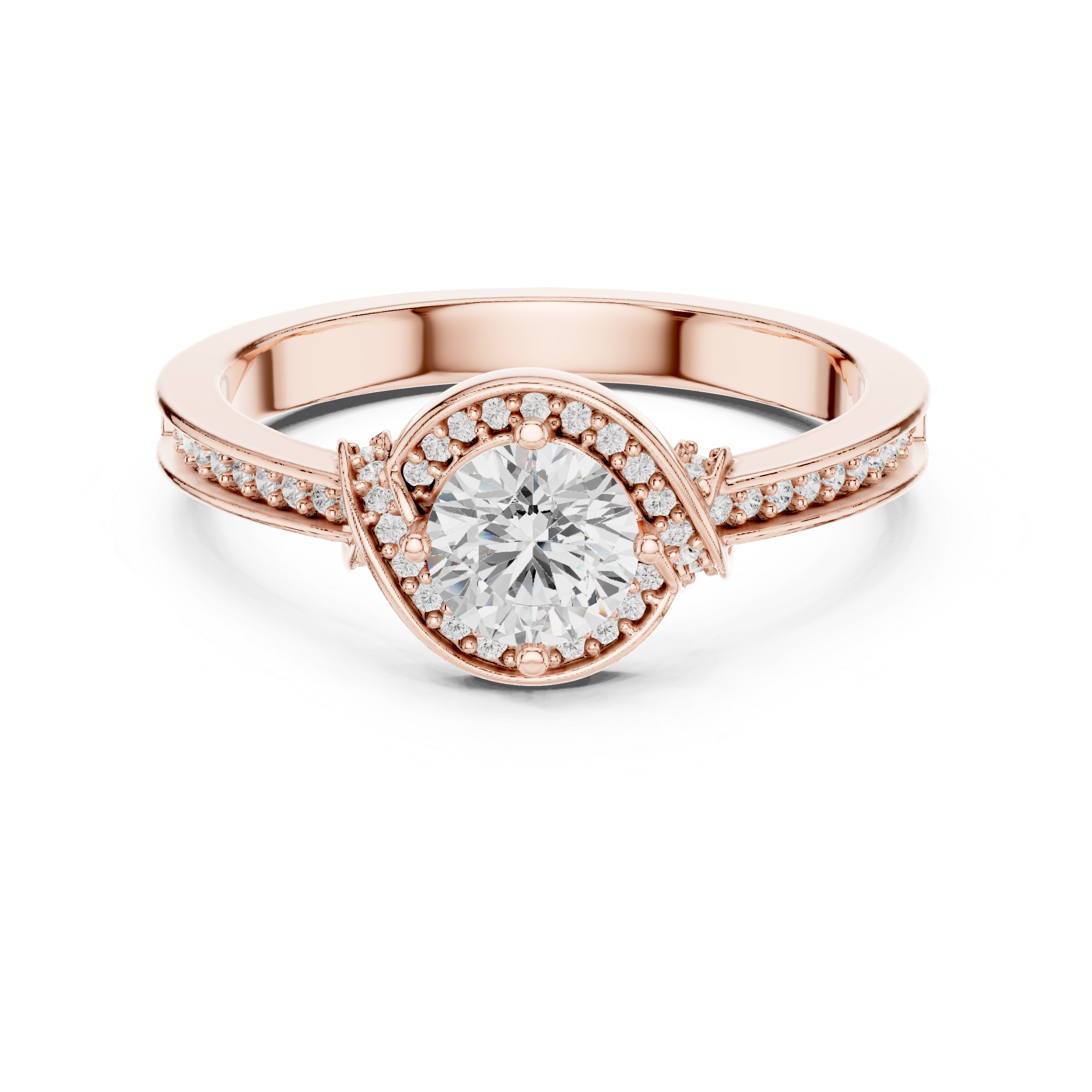 Muur Atelier Solid Gold Round Brilliant Bypass Pavé Diamond Engagement Ring