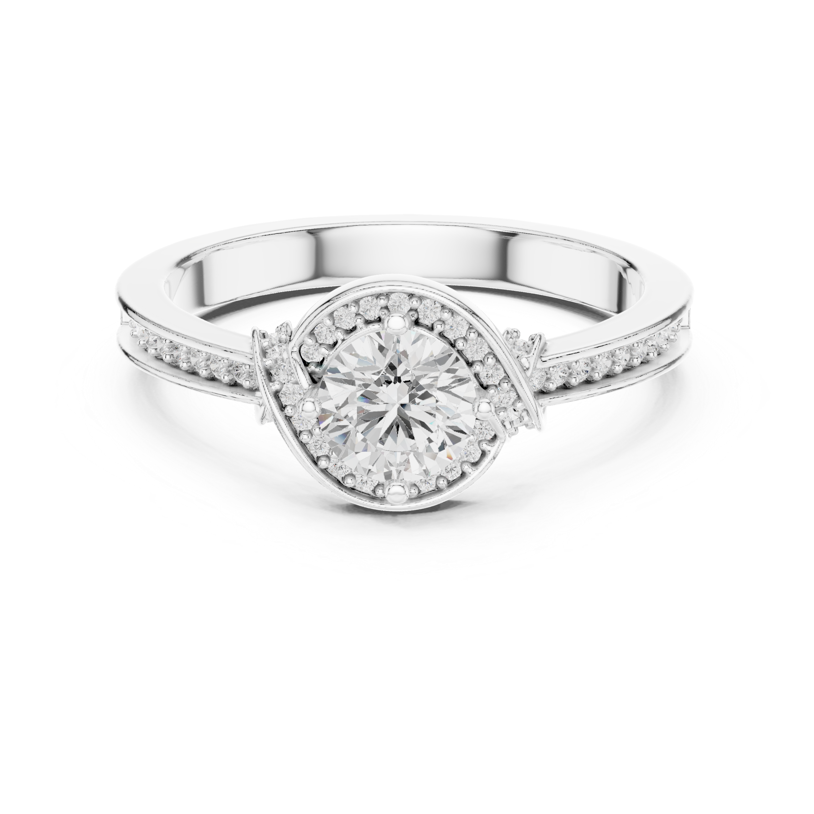 Muur Atelier Solid Gold Round Brilliant Bypass Pavé Diamond Engagement Ring