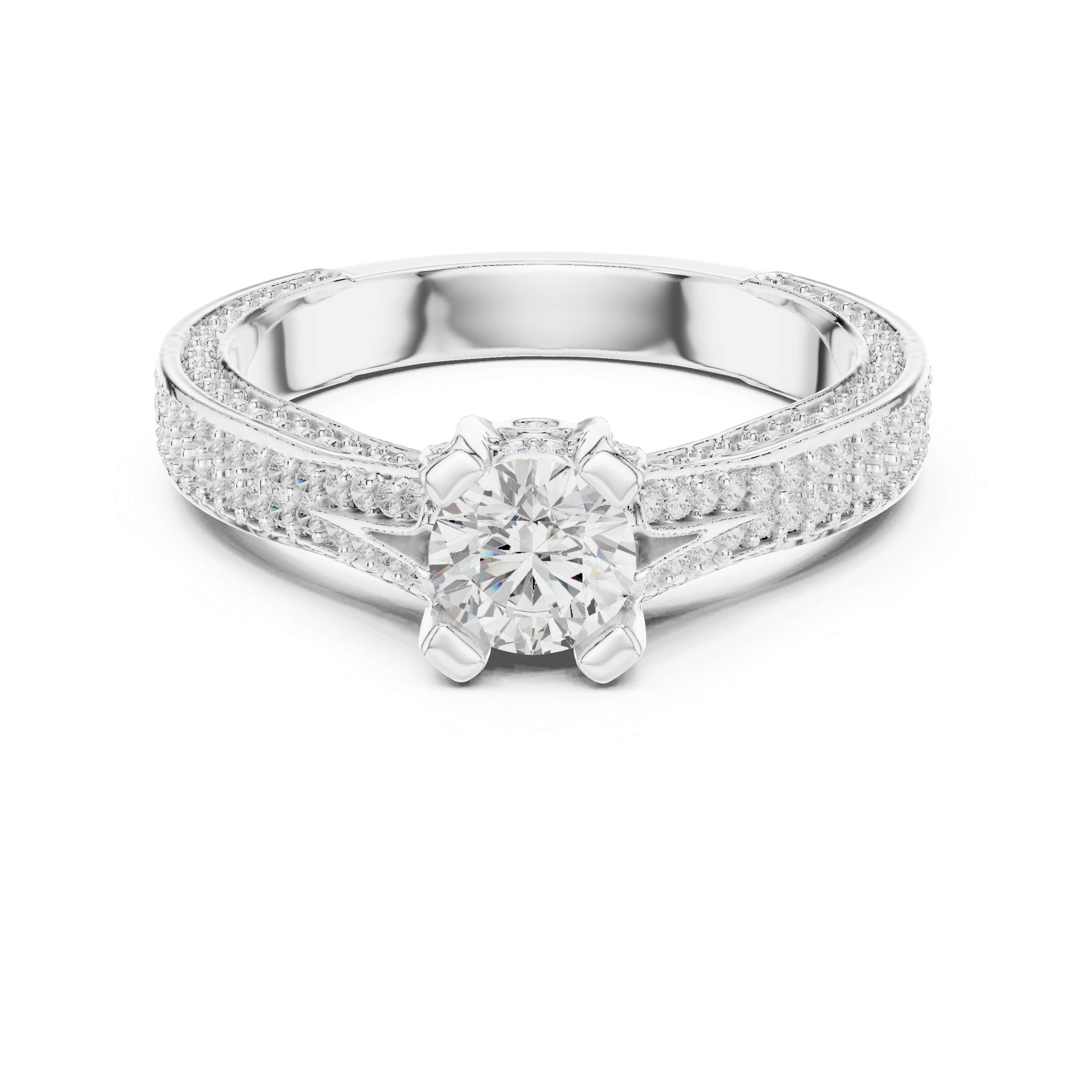 Muur Atelier Solid Gold Split-Cathedral Triple-Row Pavé Diamond Engagement Ring