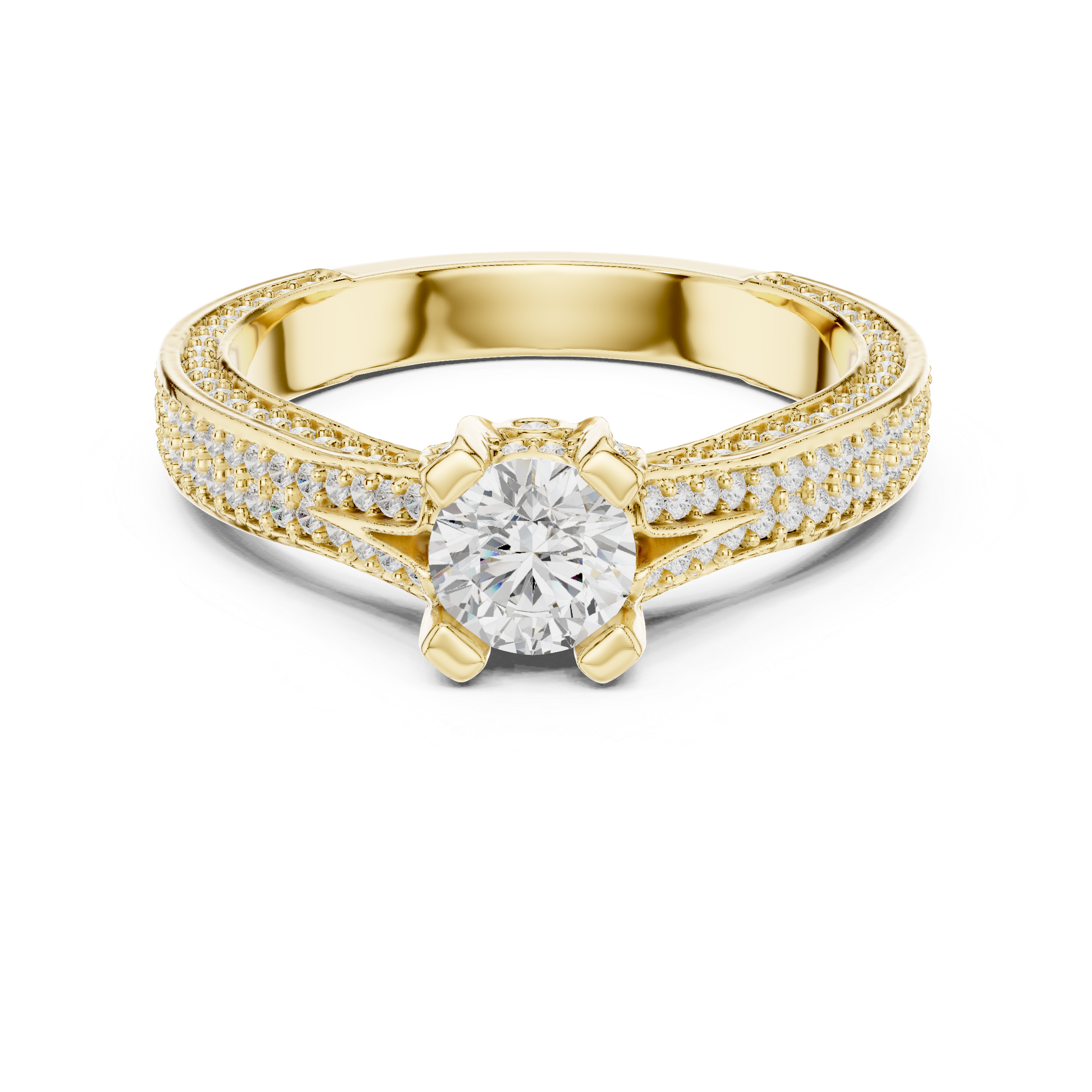Muur Atelier Solid Gold Split-Cathedral Triple-Row Pavé Diamond Engagement Ring