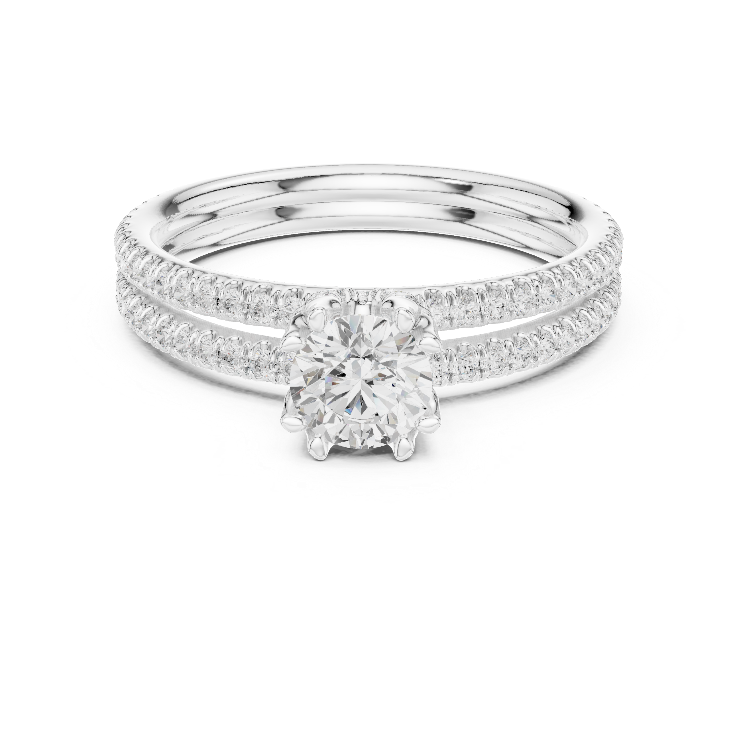 Muur Atelier Solid Gold Round Brilliant U-Cut Pavé Diamond Engagement Ring