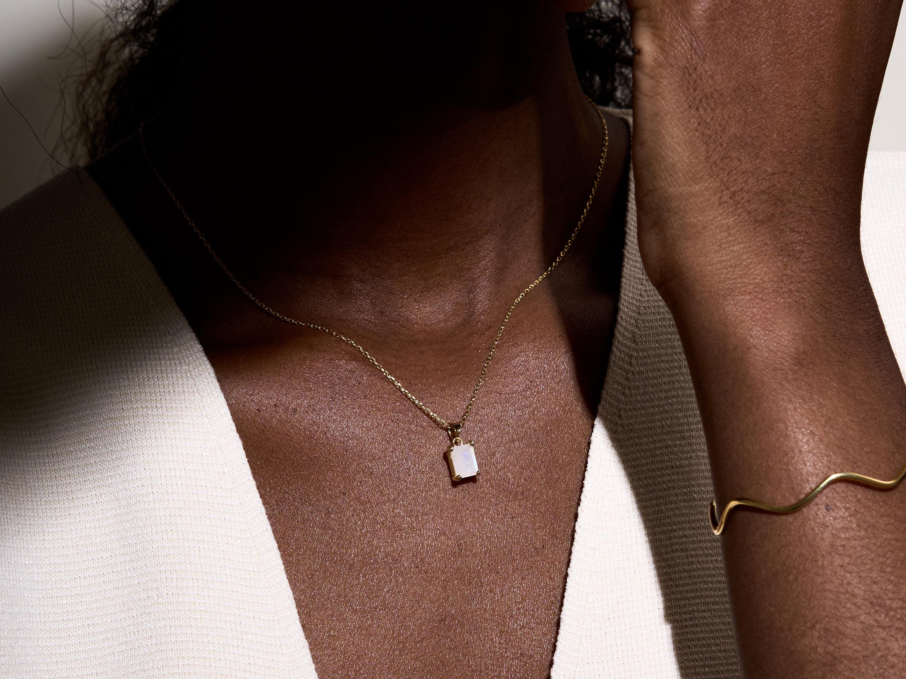 Moon Stone Necklace Sterling Silver, June Birthstone Necklace