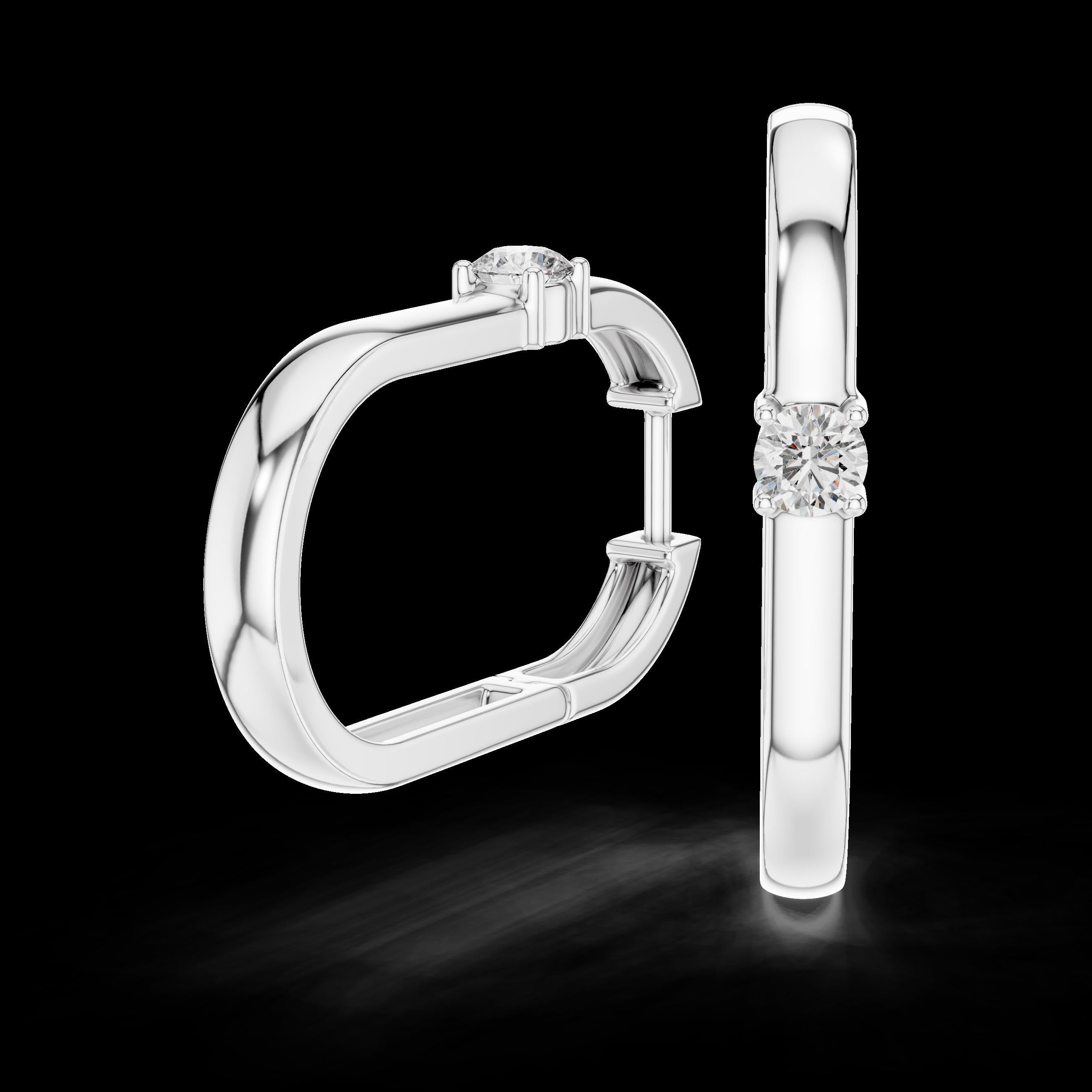 14K Gold Lab-Grown Diamond Earrings, 18K White Gold Round Moissanite