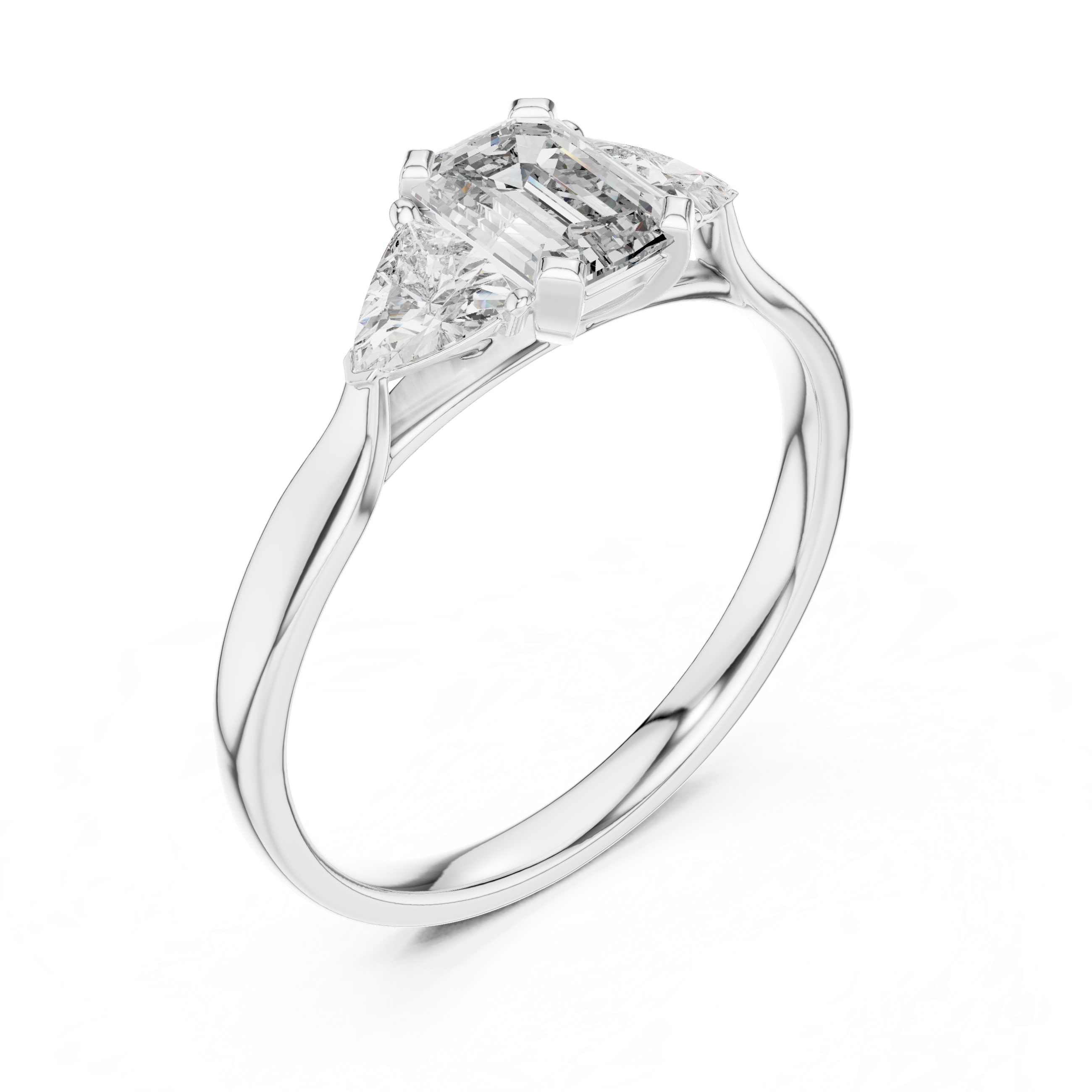 Muur Atelier Solid Gold Emerald Cut Three-Stone Engagement Ring