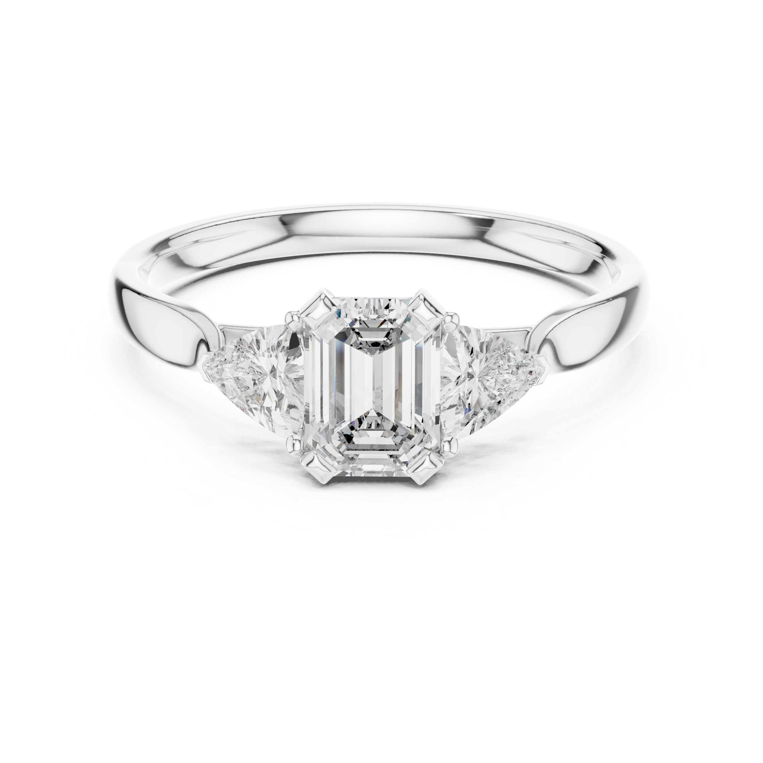 Muur Atelier Solid Gold Emerald Cut Three-Stone Engagement Ring