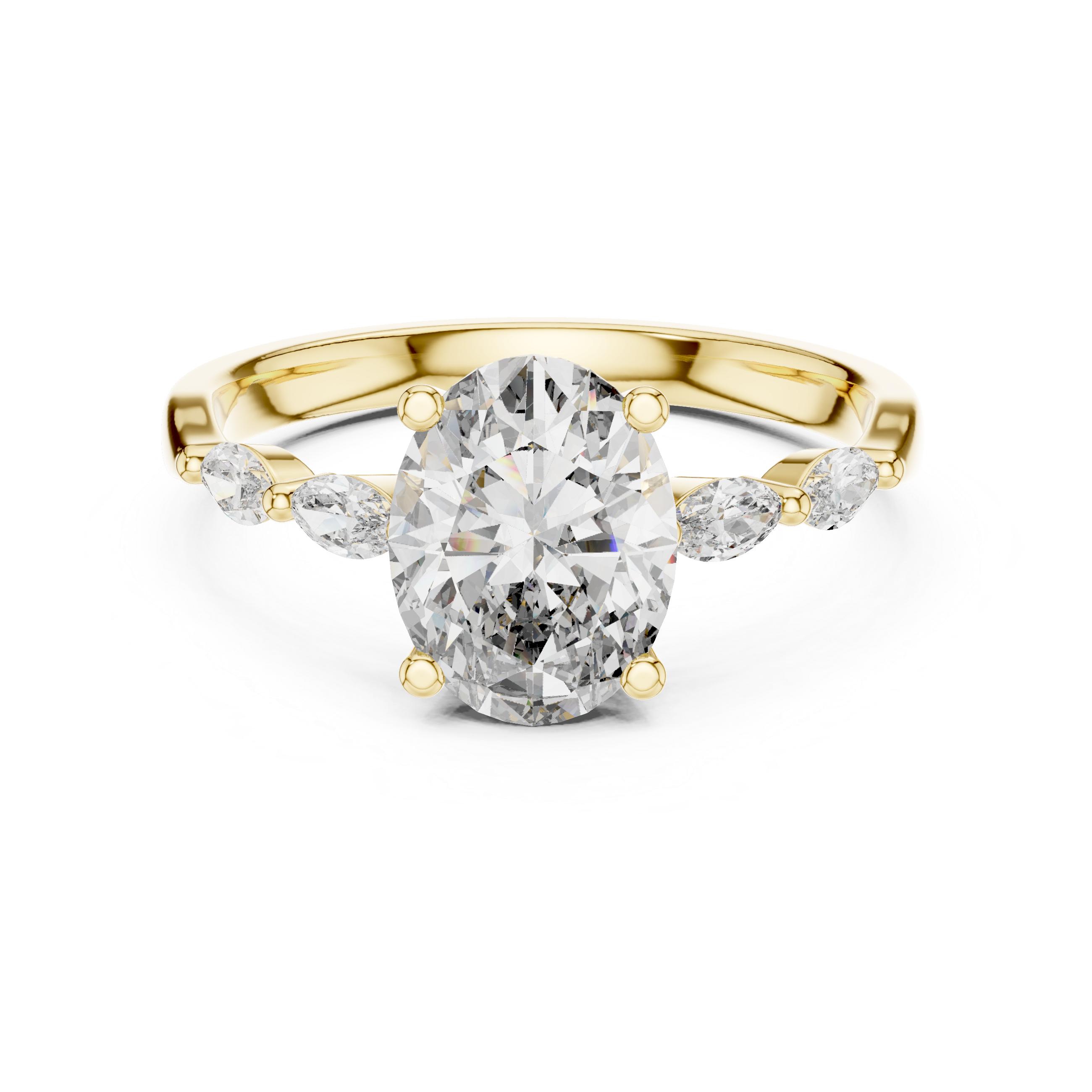 Muur Atelier Solid Gold Oval Diamond with Marquise Vine Accents