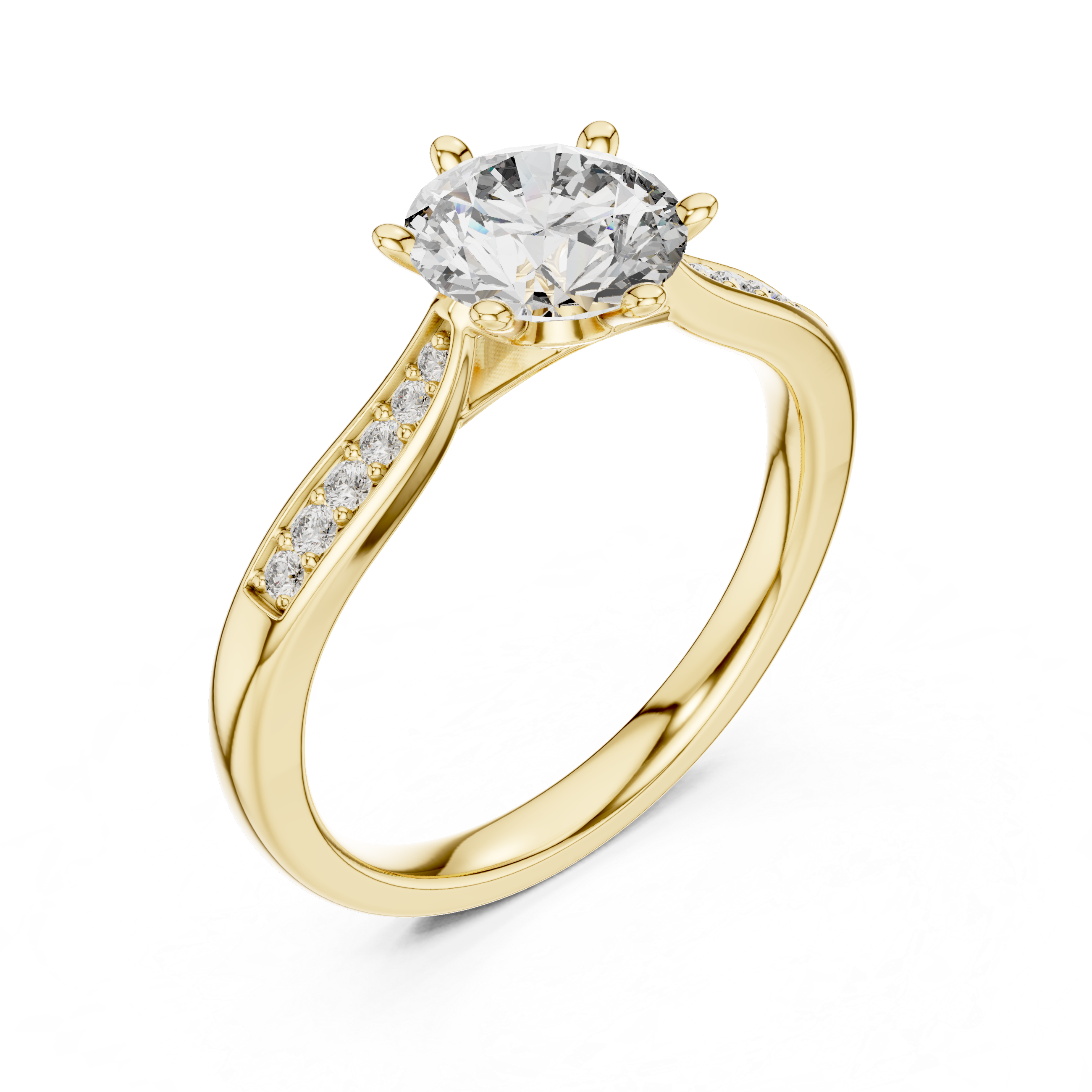 Muur Atelier Solid Gold Round Brilliant Solitaire with Tapered Pavé Band