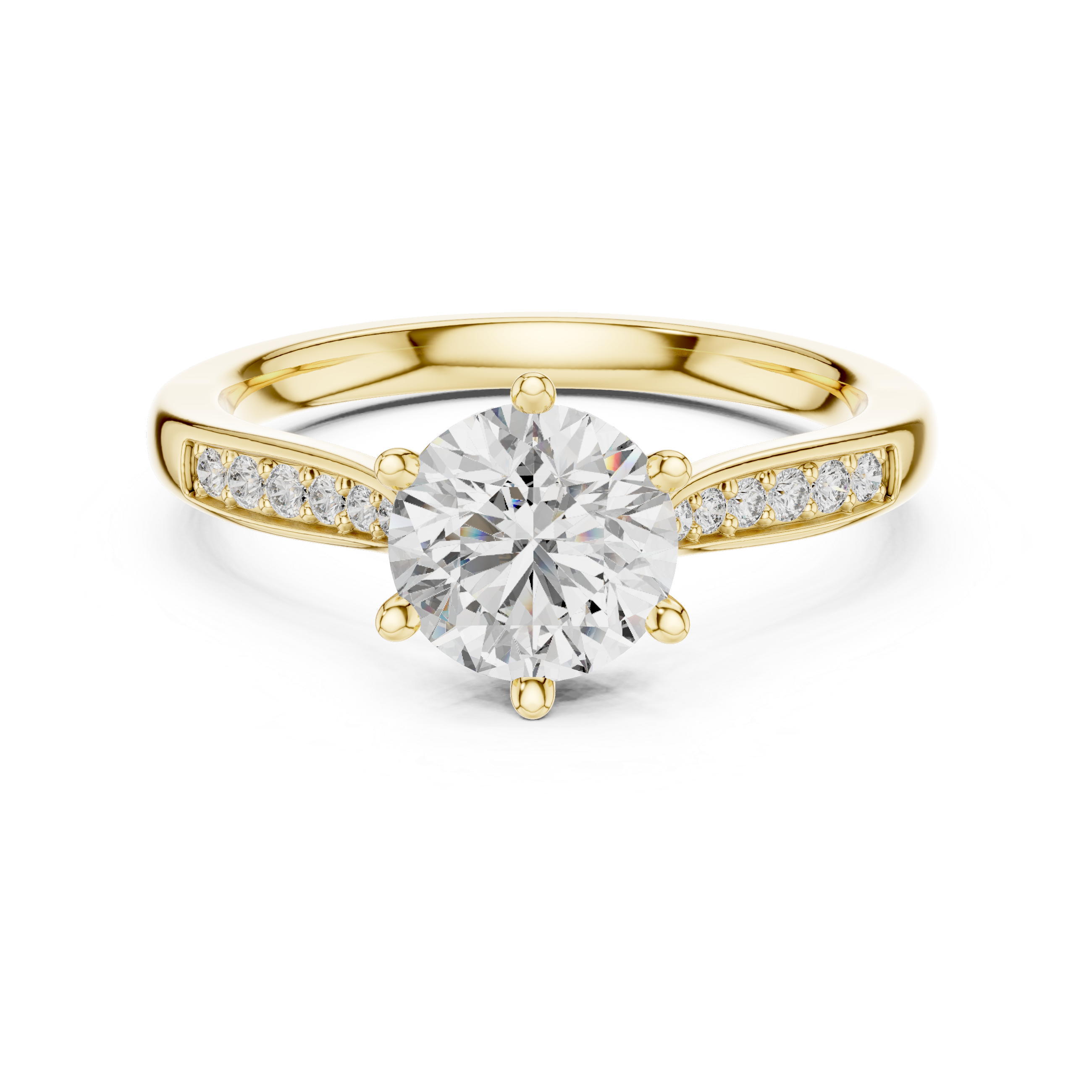 Muur Atelier Solid Gold Round Brilliant Solitaire with Tapered Pavé Band