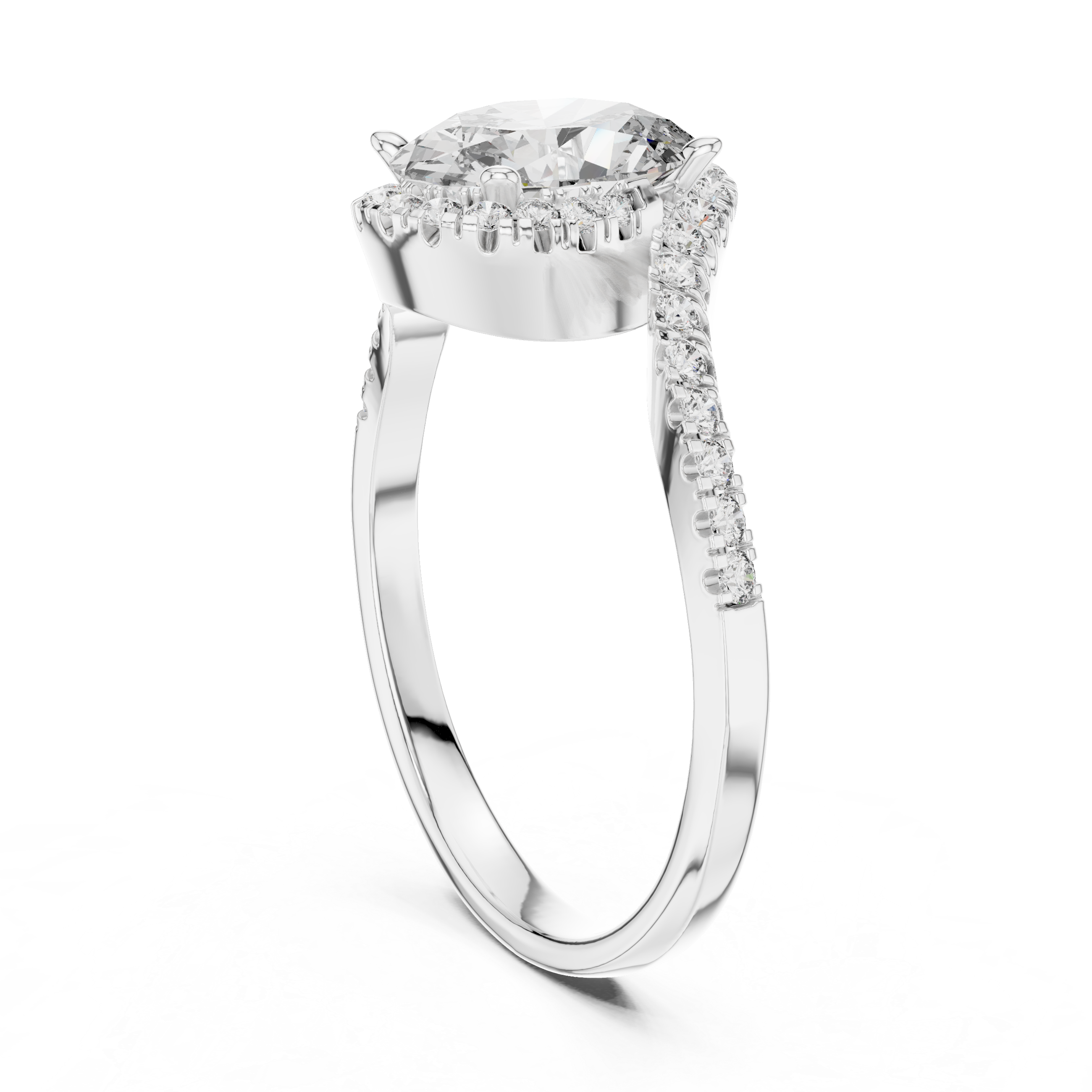 Muur Atelier Solid Gold Oval Halo with Twisted Diamond Pavé Band