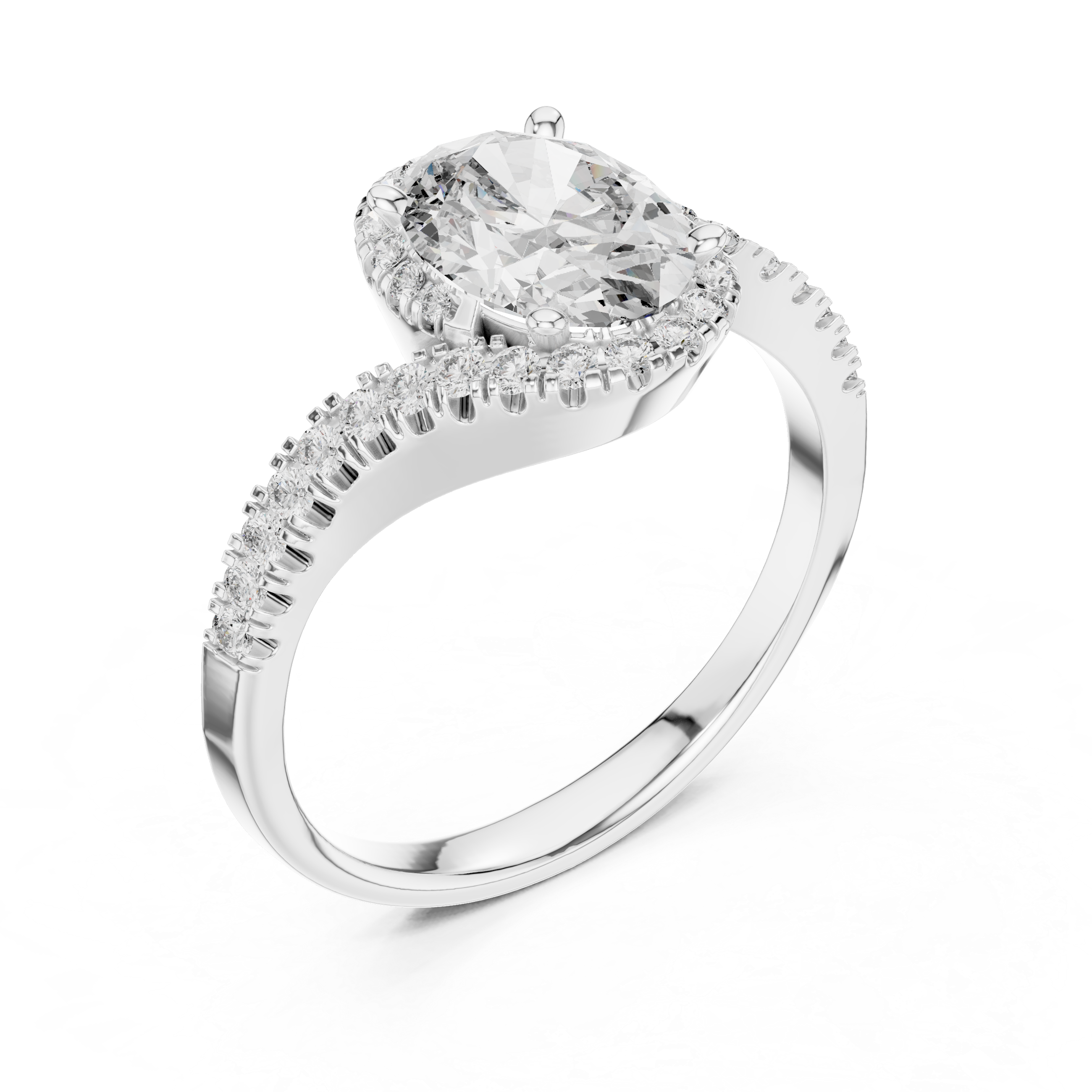 Muur Atelier Solid Gold Oval Halo with Twisted Diamond Pavé Band