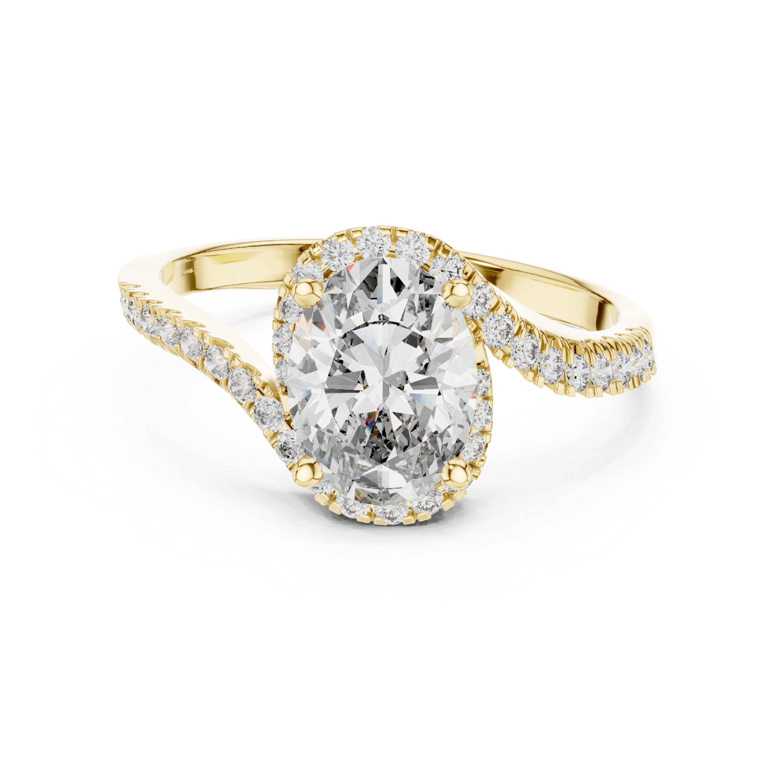 Muur Atelier Solid Gold Oval Halo with Twisted Diamond Pavé Band