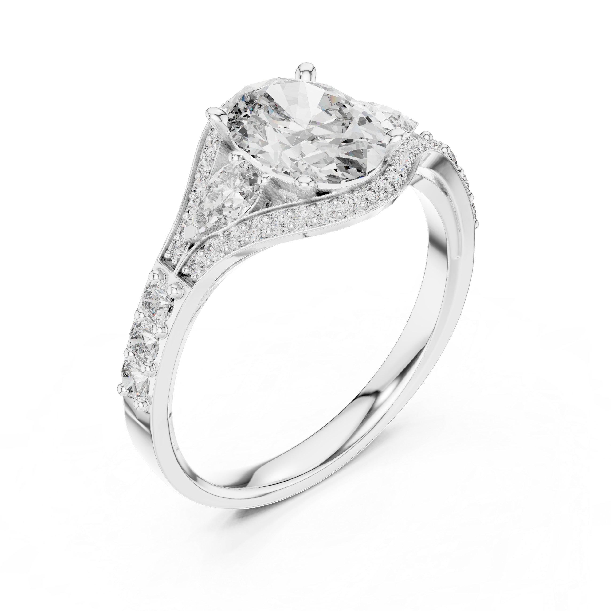 Muur Atelier Solid Gold Oval Three-Stone with Pear Accents & Split Shank