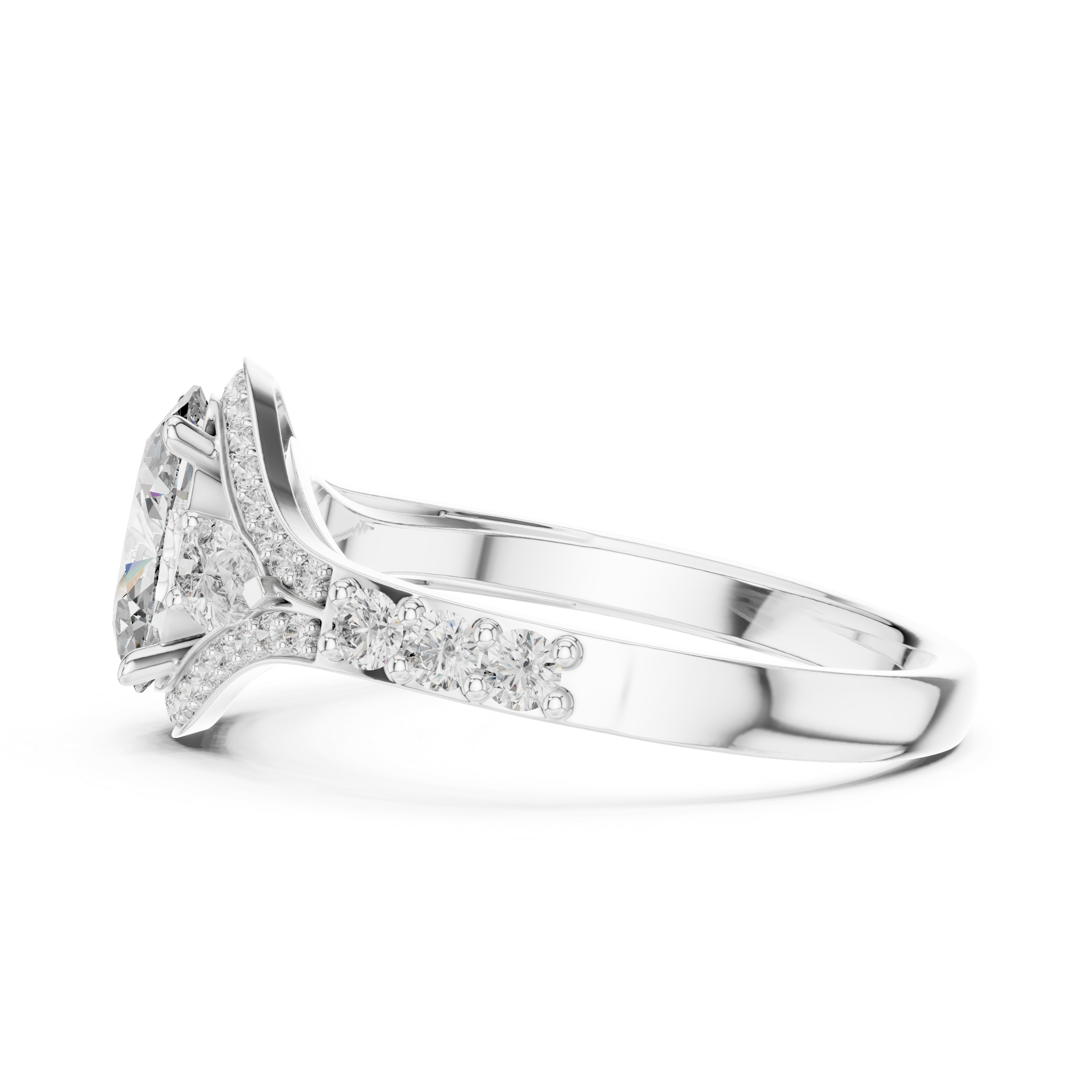 Muur Atelier Solid Gold Oval Three-Stone with Pear Accents & Split Shank