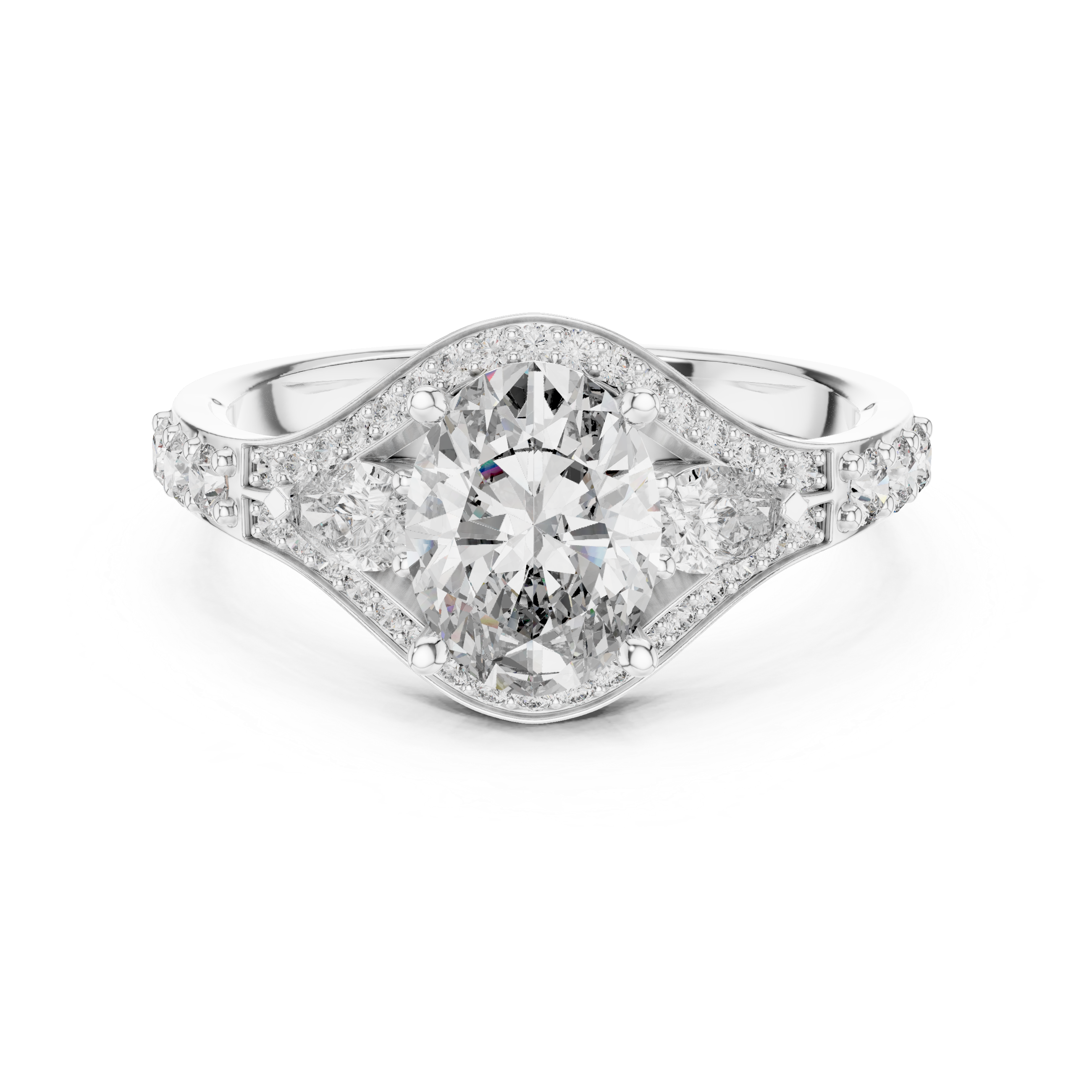 Muur Atelier Solid Gold Oval Three-Stone with Pear Accents & Split Shank