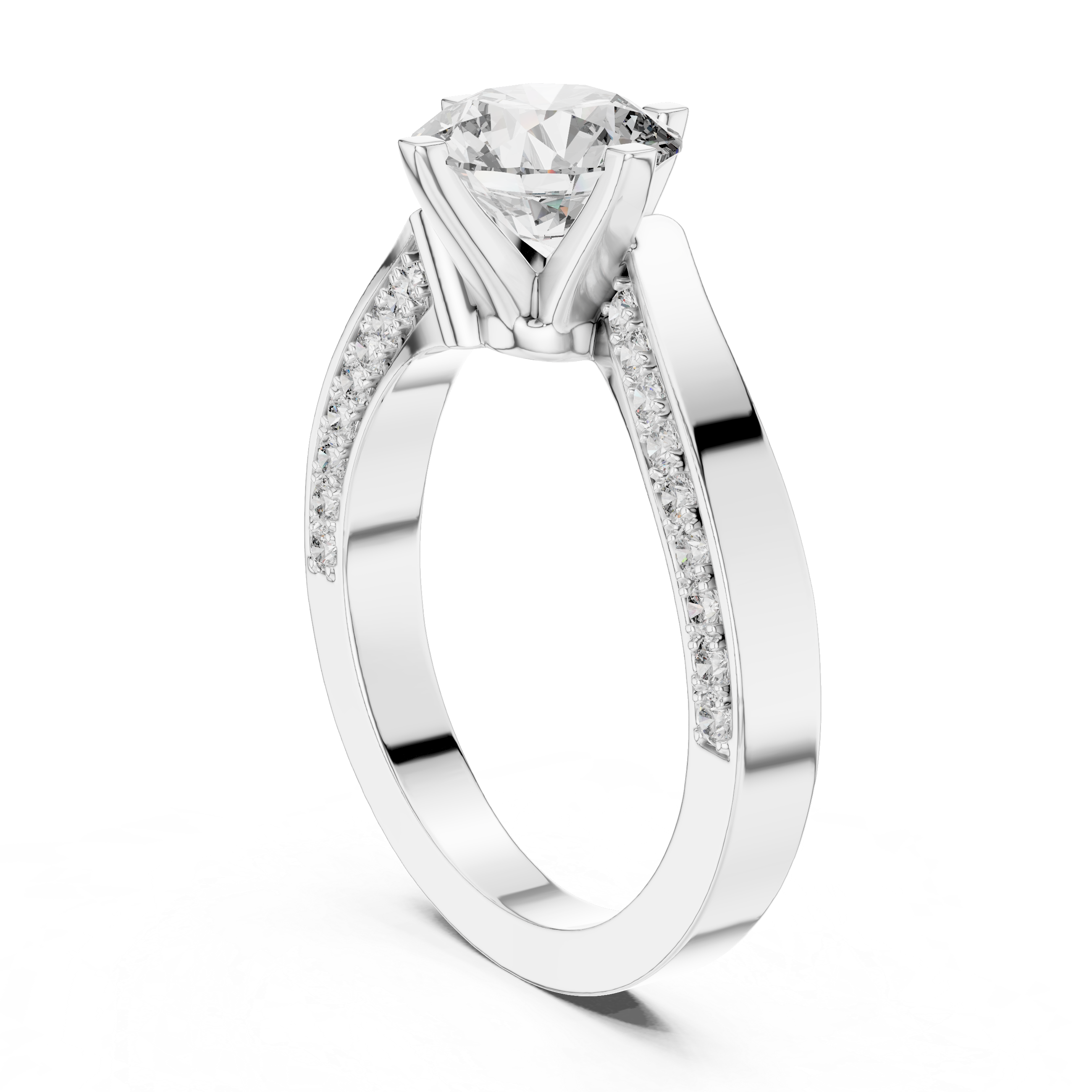Muur Atelier Solid Gold Round Cut Twisted Pavé Diamond Engagement Ring