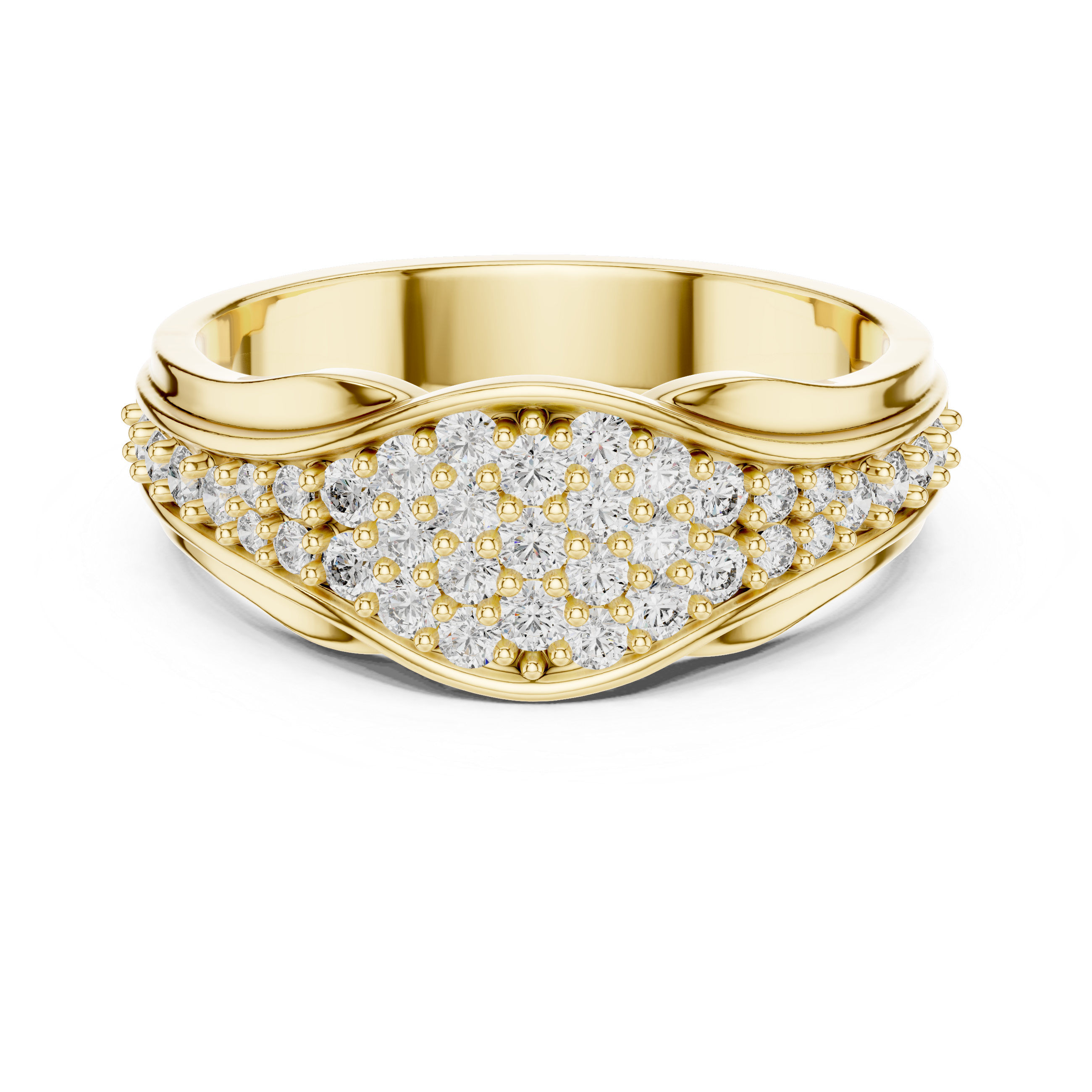 Muur Atelier Solid Gold Wide Pavé Wave Statement Band