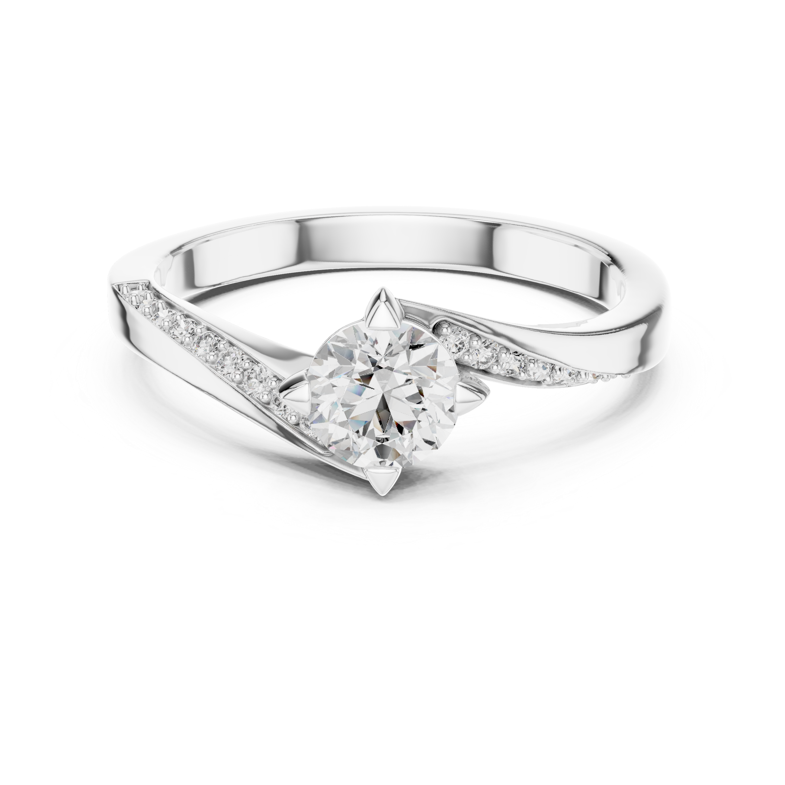 The Drogenbos Ring - Round Solitaire Twist Engagement Ring