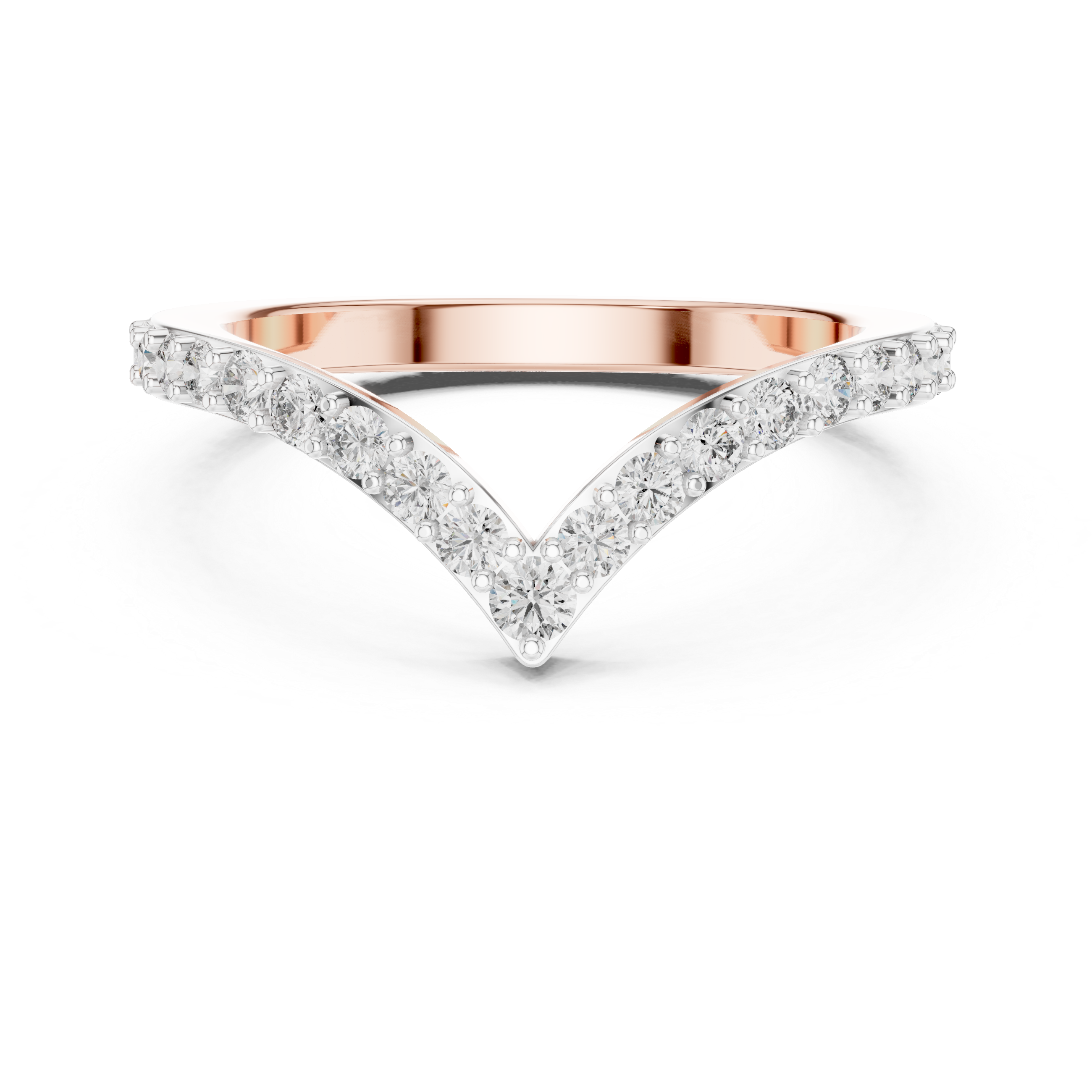 Muur Atelier Solid Gold Diamond Chevron Stacking Band