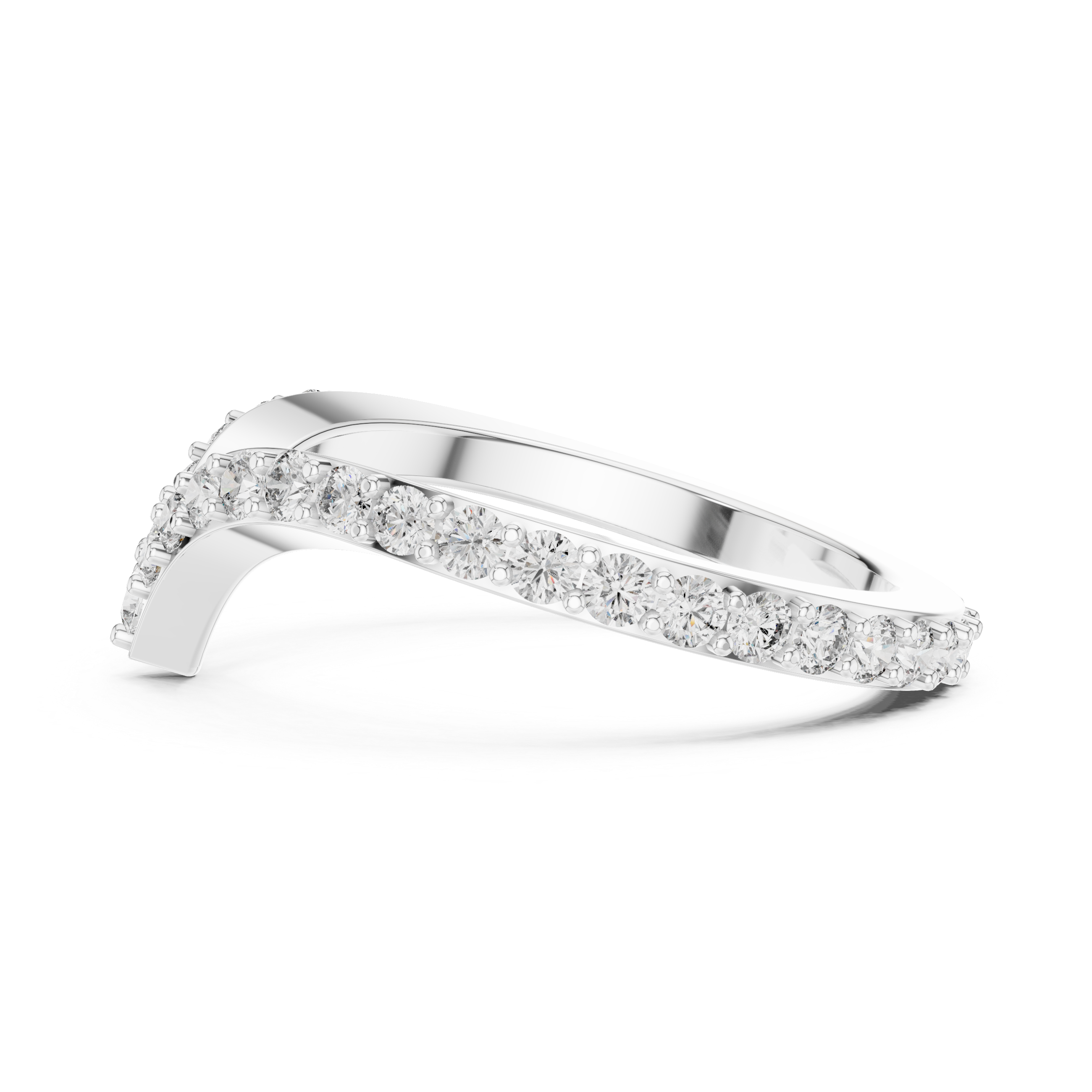 Muur Atelier Solid Gold Diamond Chevron Stacking Band