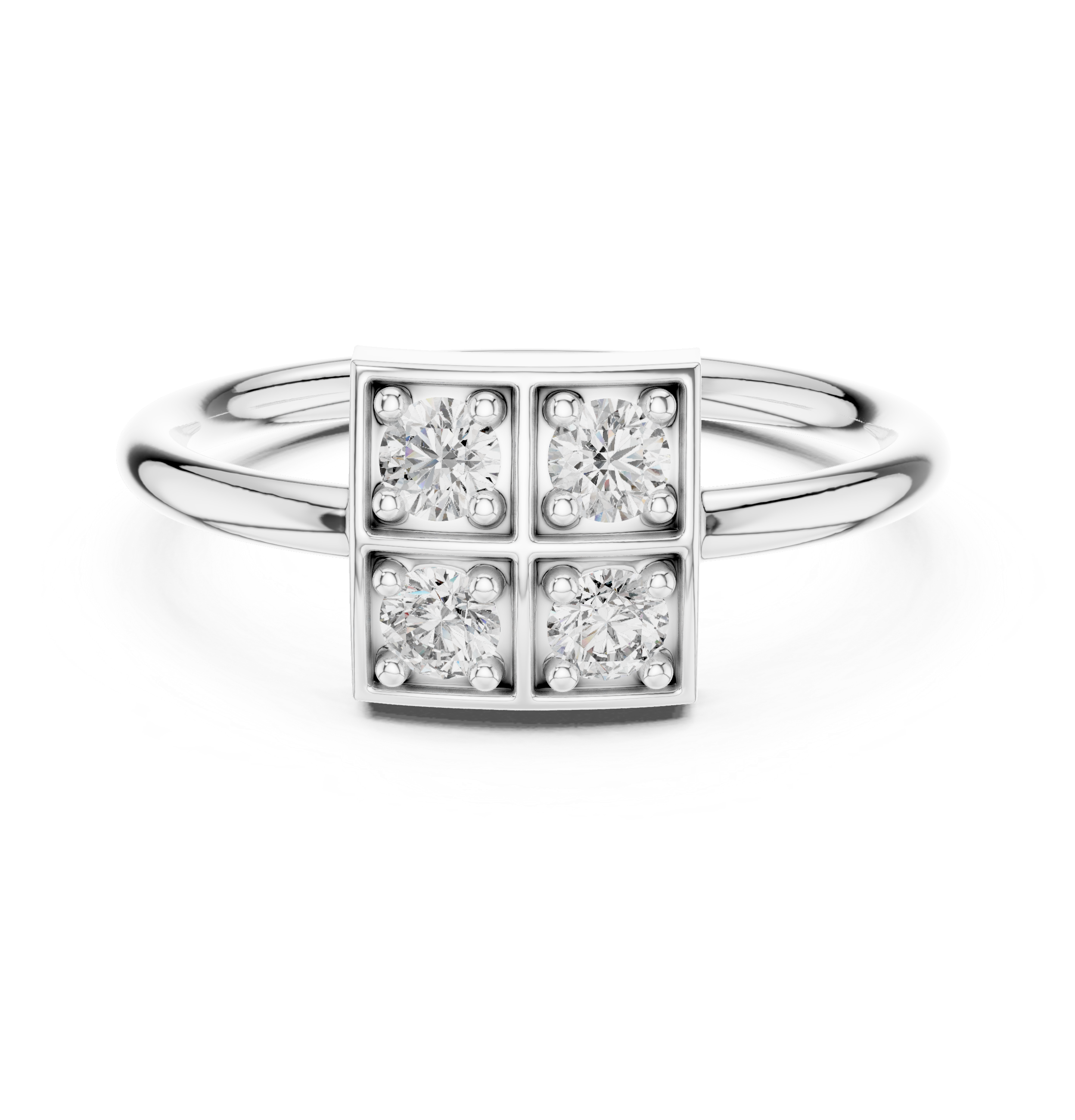 Square-Panel 4-Stone Diamond Ring