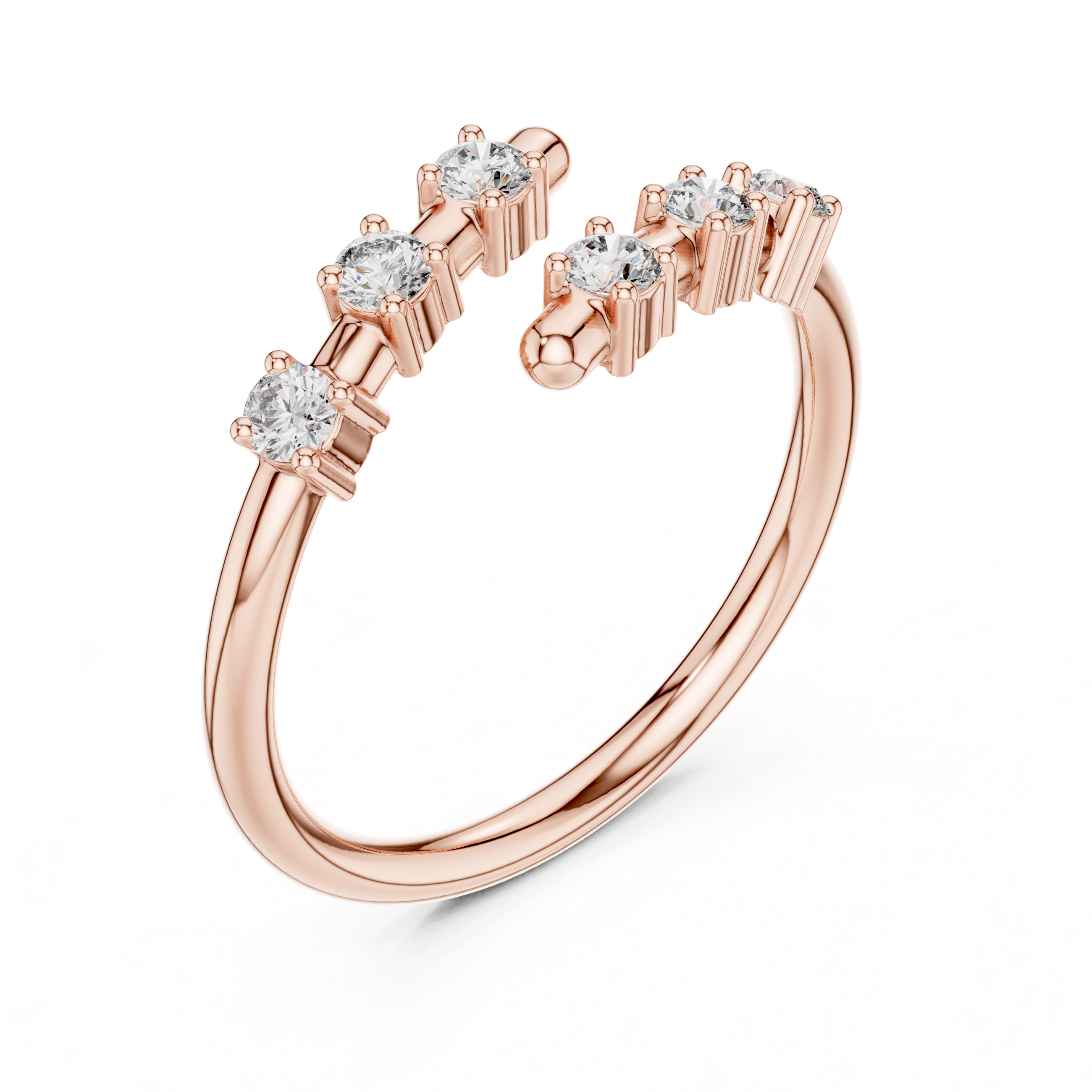 Open Bypass Collet Ring, Round Diamonds