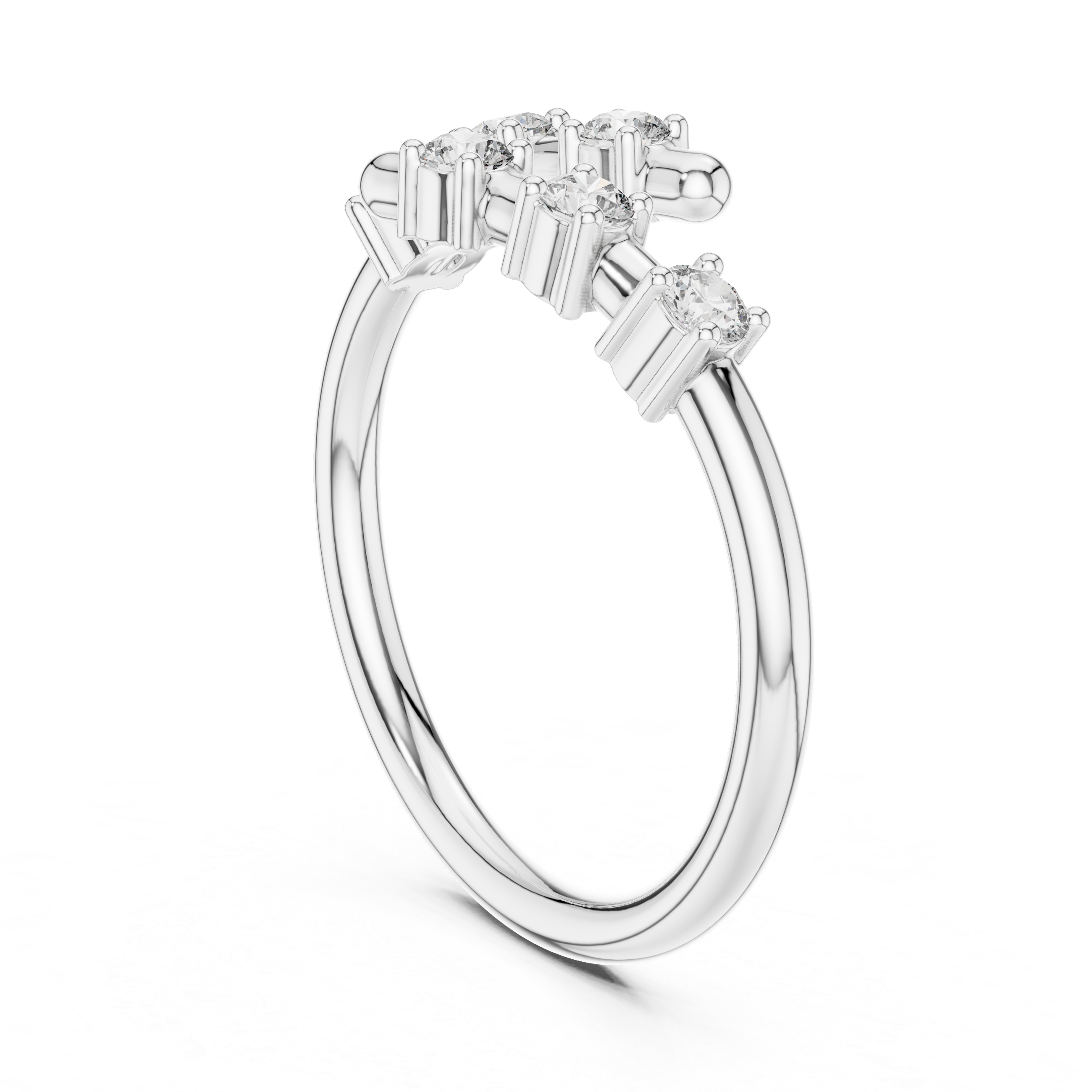 Open Bypass Collet Ring, Round Diamonds