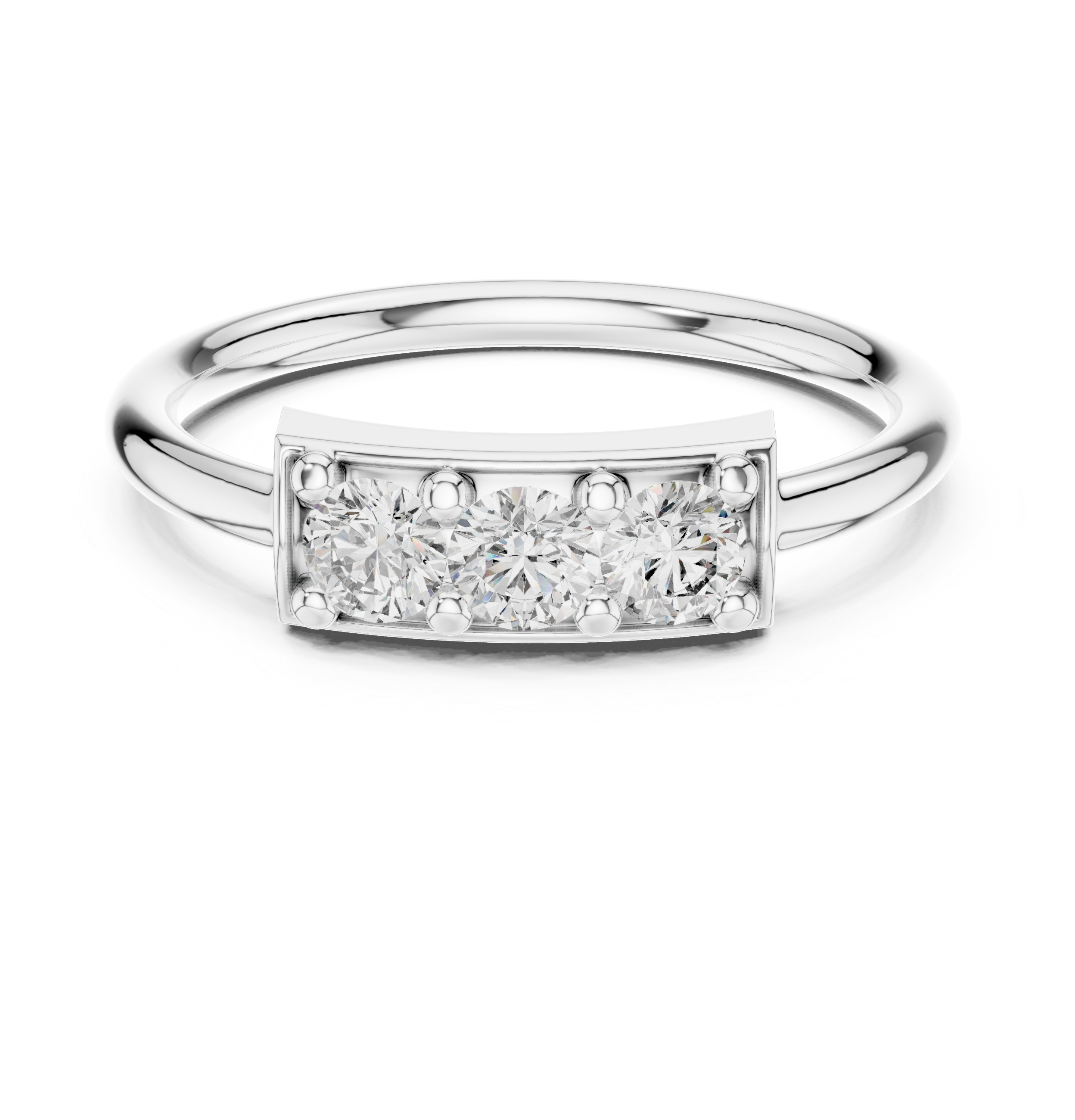 Three-Round Diamond Bar Ring