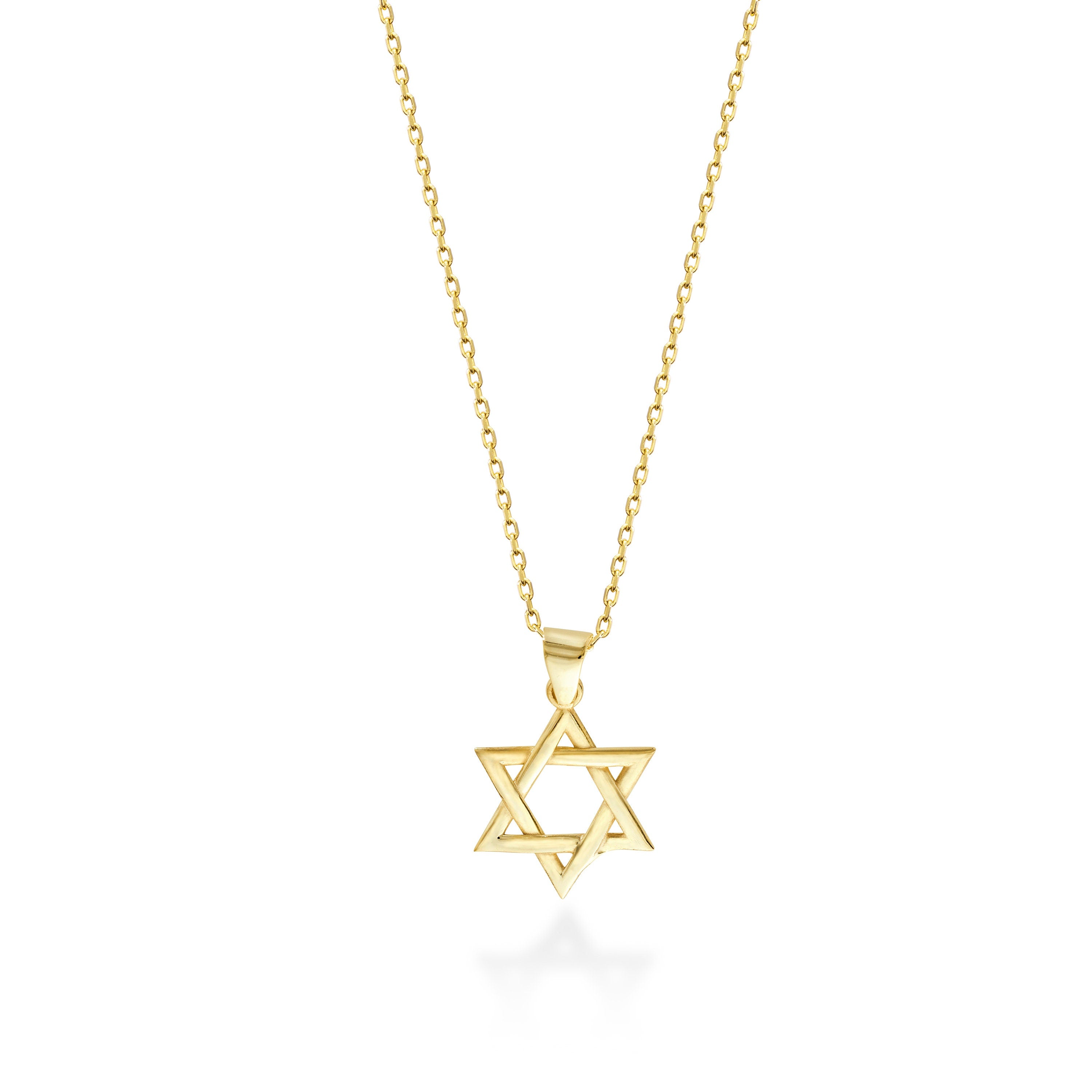 14K Solid Gold Star Of David Necklace,