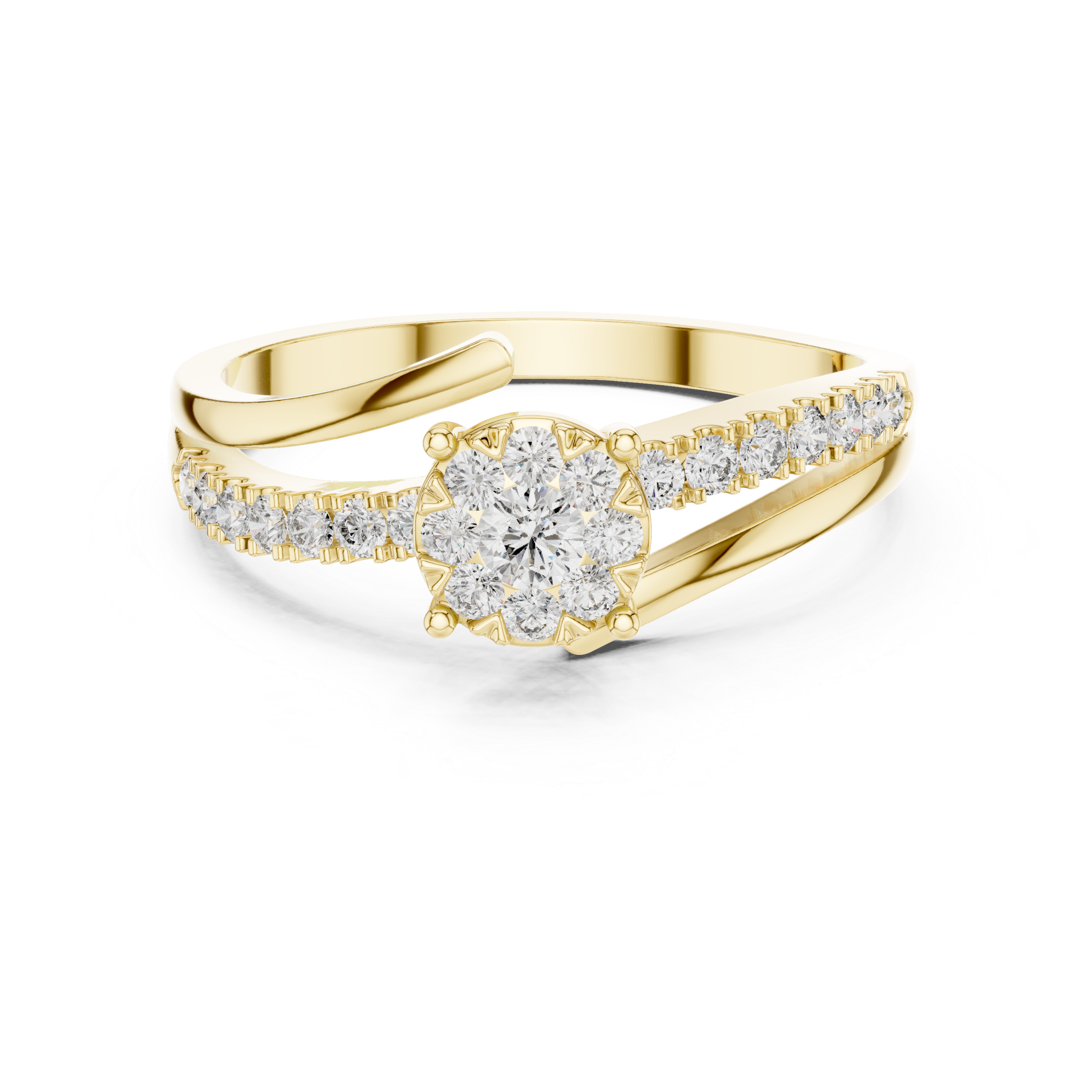 Muur Atelier Solid Gold  Floral Cluster Bypass Diamond Engagement Ring