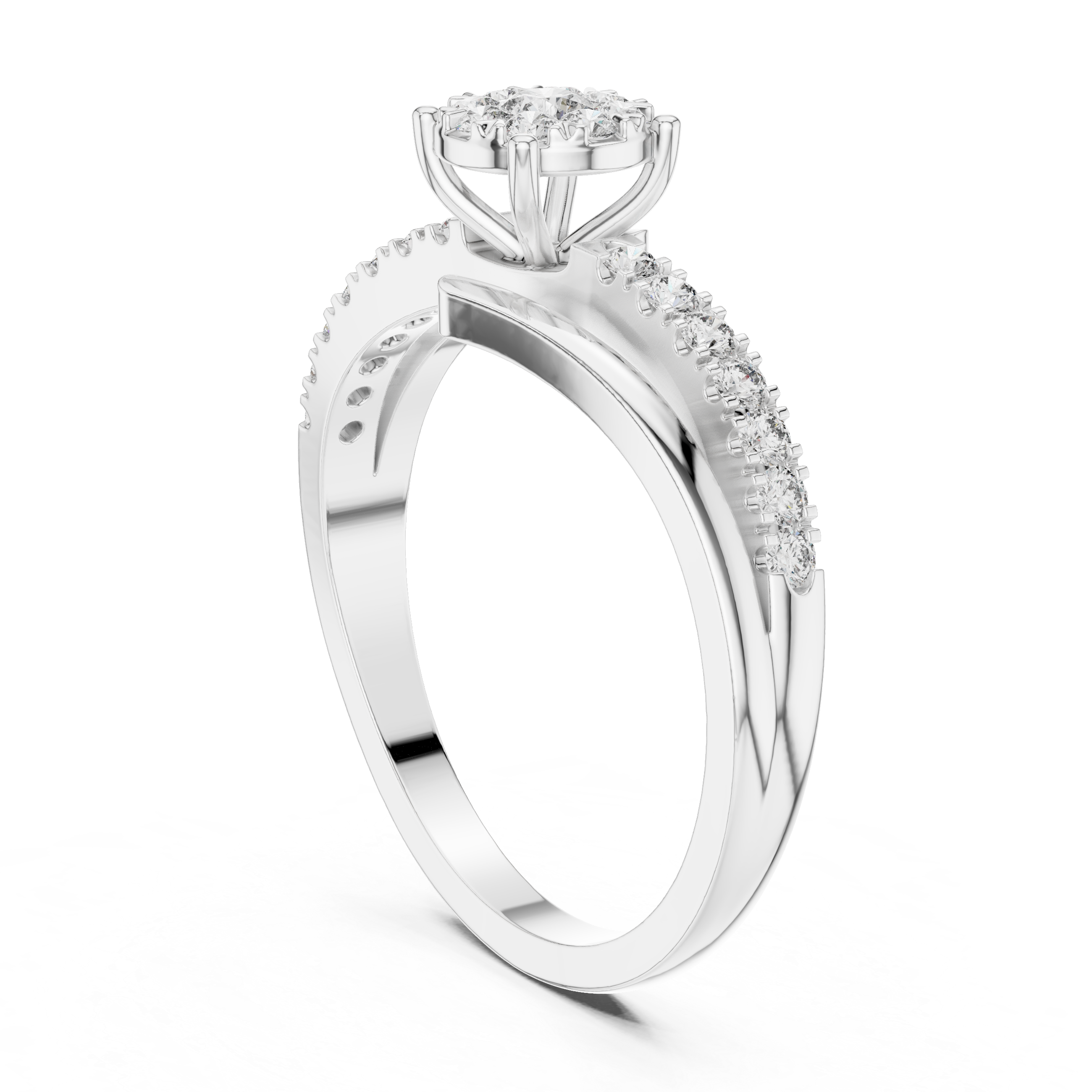 Muur Atelier Solid Gold  Floral Cluster Bypass Diamond Engagement Ring