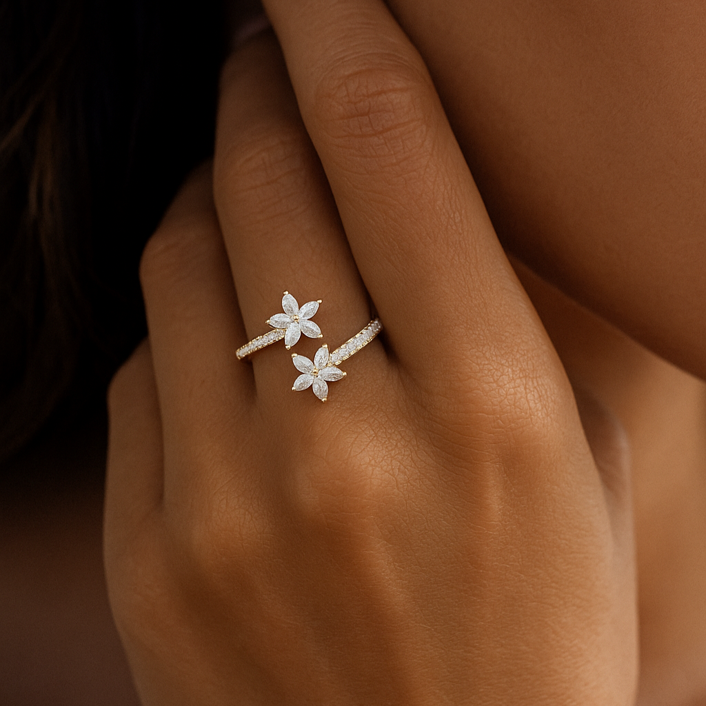 Bypass Marquise Flower Ring