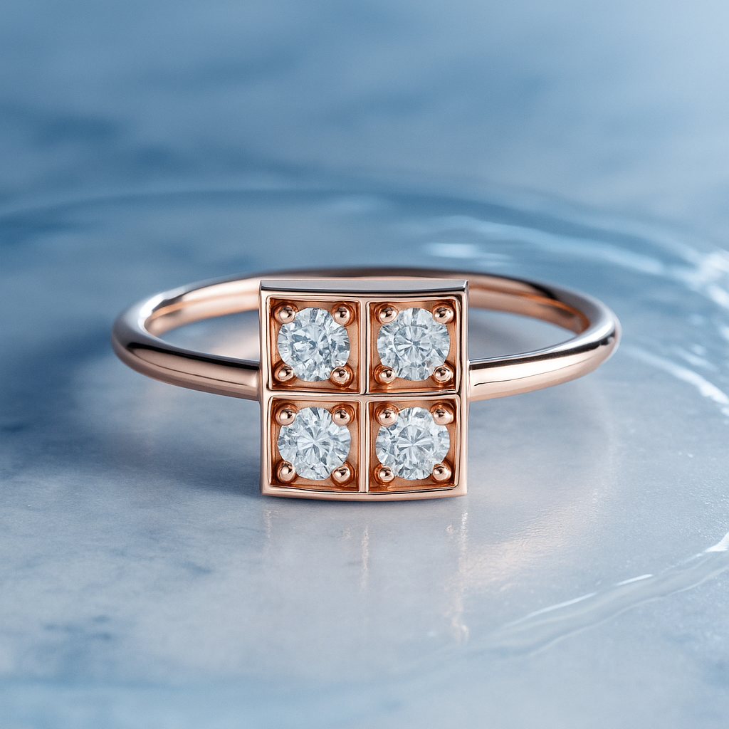 Square-Panel 4-Stone Diamond Ring